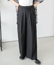 【SALE/42%OFF】La-gemme レイヤードワイドパンツ ラジュール パンツ スラックス・ドレスパンツ ブラウン グレー ホワイト ブラック