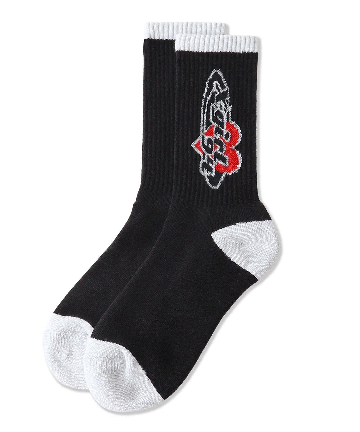 X-girl PLANET HEART LOGO RIB SOCKS エックスガール アクセサリー・腕時計 その他のアクセサリー・腕時計 ブラック ホワイト