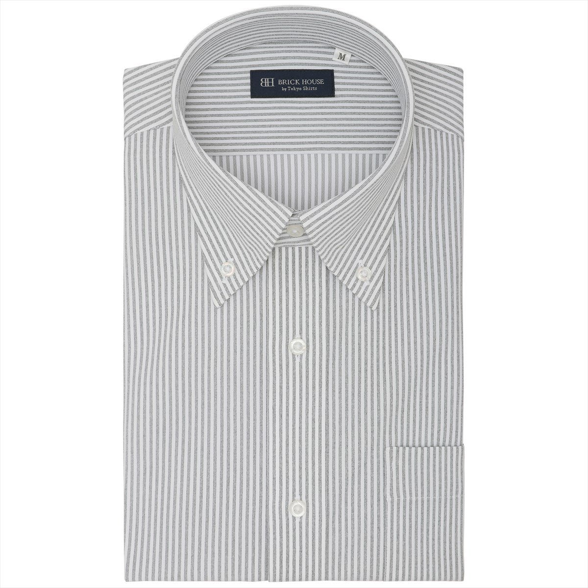 【SALE／36%OFF】BRICK HOUSE by Tokyo Shirts 【ストレッチ】 ボタンダウン 半袖 形態安定 ニットシャツ BM01J306AB46B2N-33 トーキョーシャツ スーツ・フォーマル Yシャツ・カッターシャツ グレー