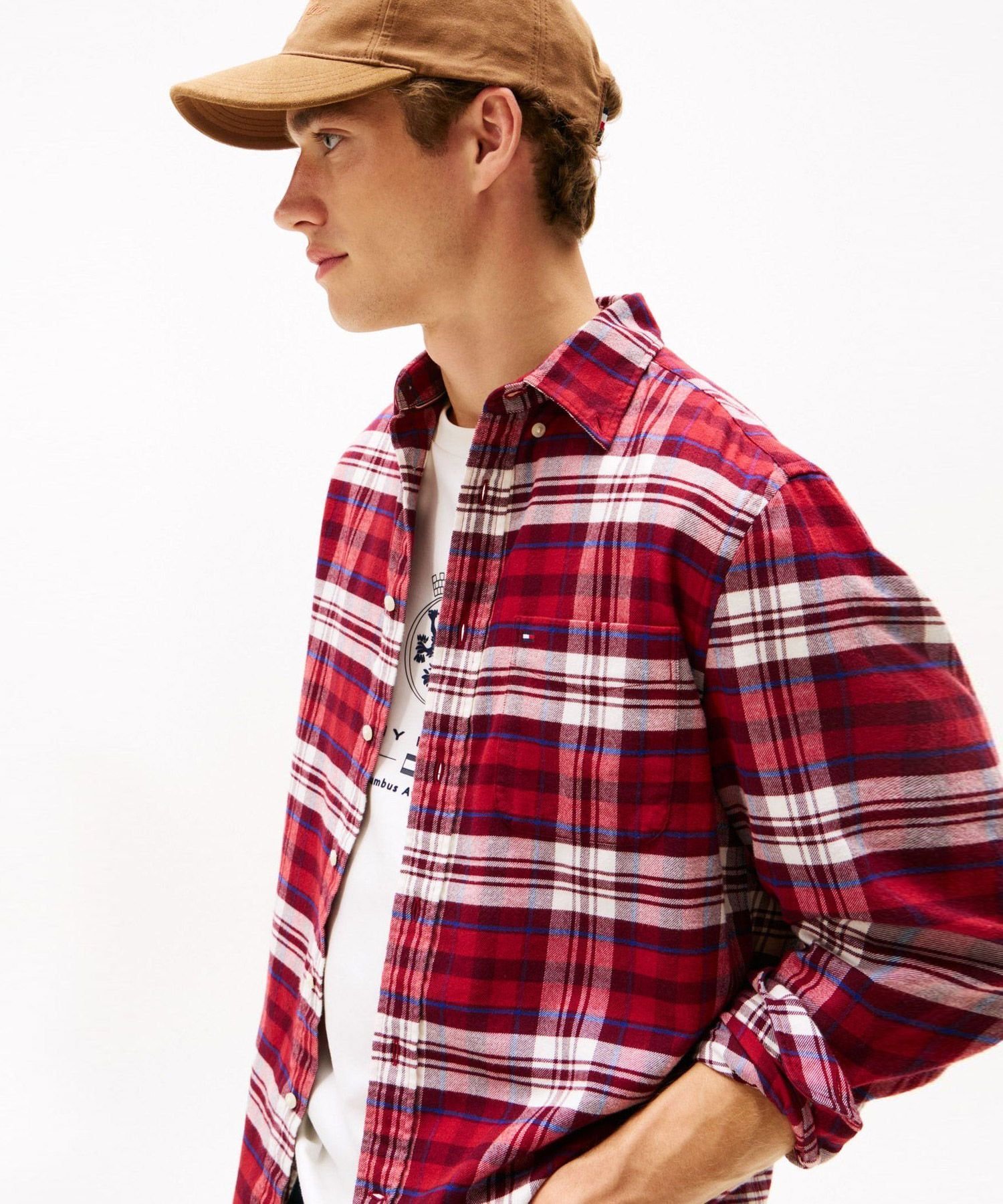【SALE／40%OFF】TOMMY HILFIGER ヒーローフランネルタータンチェックシャツ トミーヒルフィガー トップス シャツ・ブラウス レッド【送料無料】