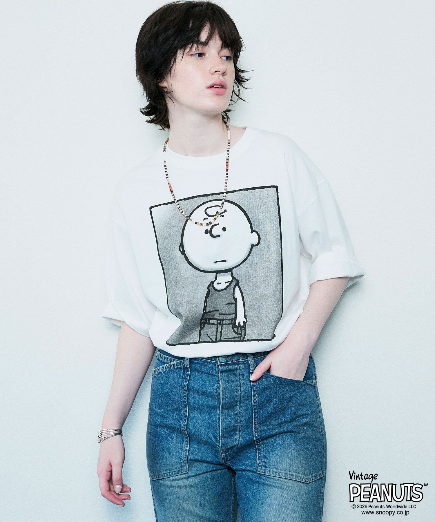 Johnbull Private labo PEANUTS CHARLIE BROWN Tシャツ ジョンブルプライベートラボ トップス カットソー・Tシャツ ホワイト