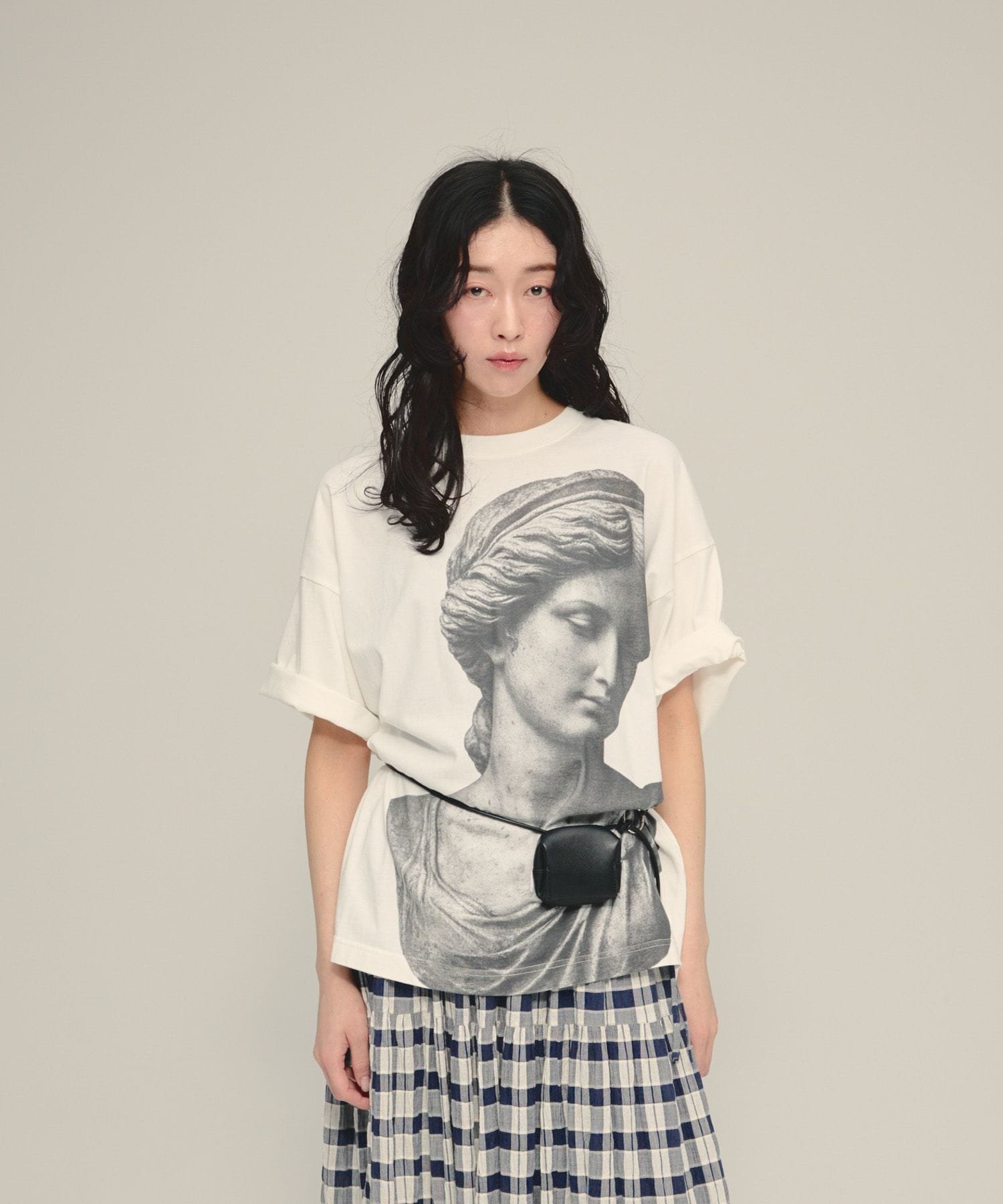 eL 【eL】Big Photo TEE SS ジーナシス トップス カットソー・Tシャツ ホワイト グレー