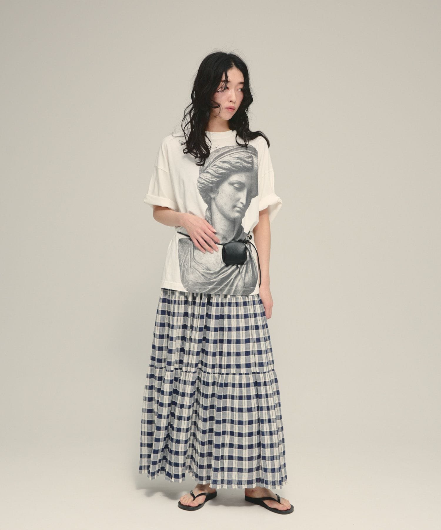 eL 【eL】Big Photo TEE SS ジーナシス トップス カットソー・Tシャツ ホワイト グレー