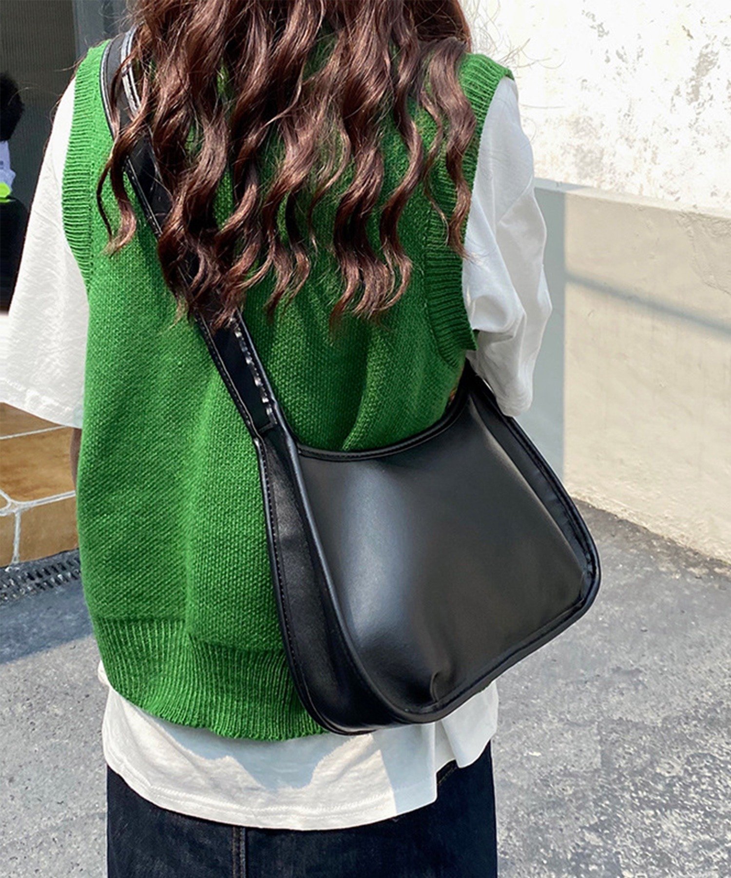 【SALE／20%OFF】aimoha aimoha/韓国風シンプルショルダーバッグ アイモハ バッグ ショルダーバッグ ブラウン ホワイト ブラック