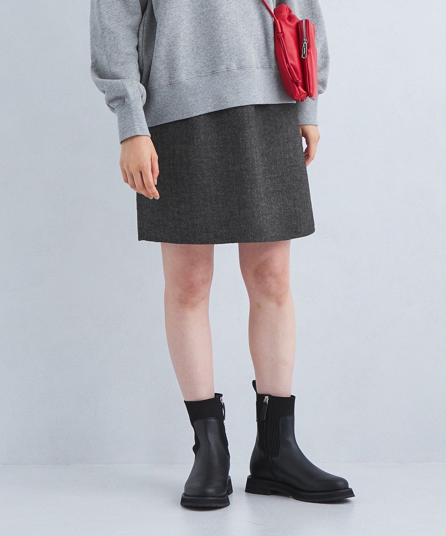 【SALE／10%OFF】UNITED ARROWS green label relaxing リバー 2WAY ミディ スカート ユナイテッドアローズ グリーンレーベルリラクシング スカート ミニスカート グレー ホワイト ブラウン【送料無料】のサムネイル