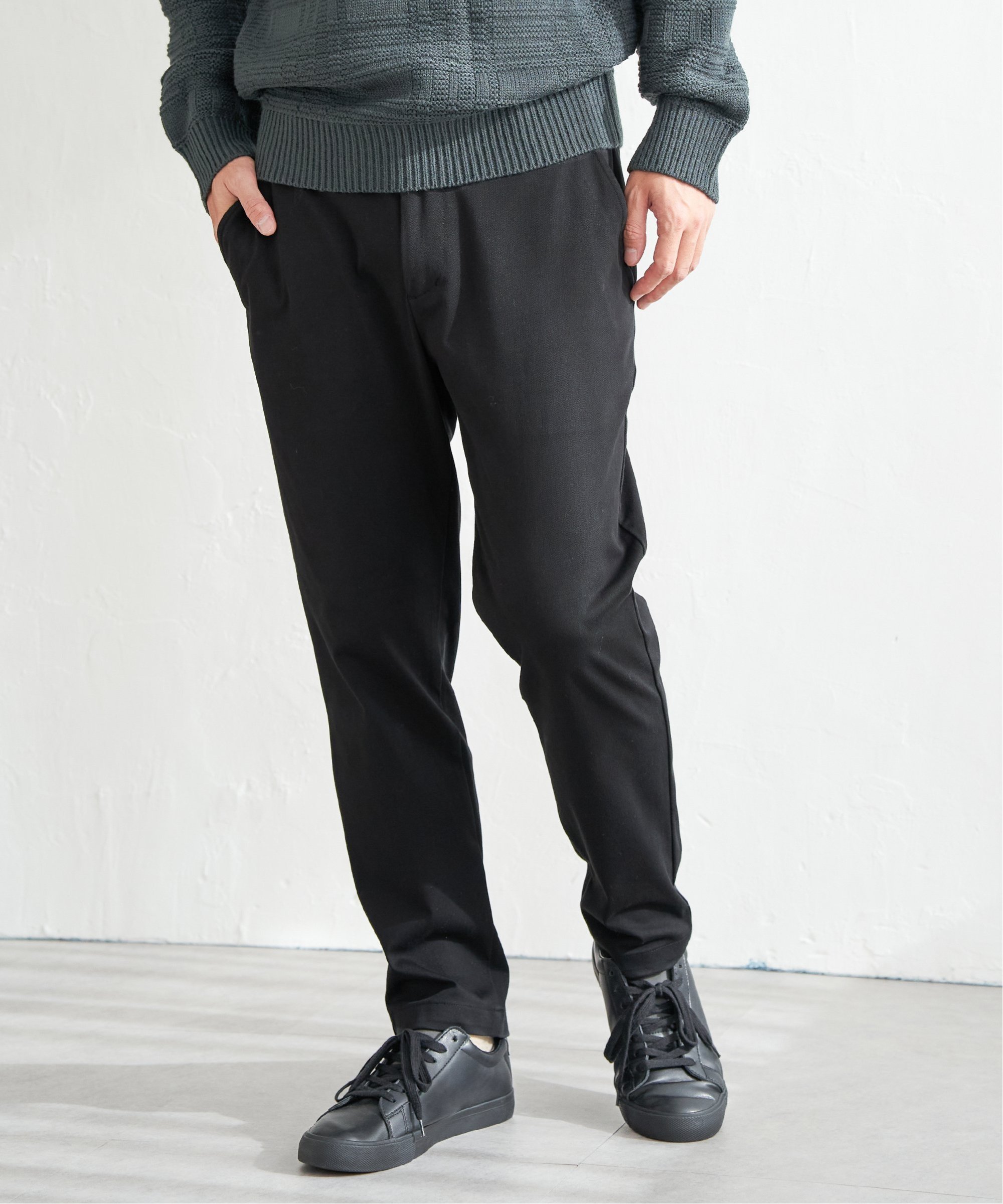 ikka GOKU楽パンツ EASY STRETCH テーパード イッカ パンツ その他のパンツ グレー ブルー ベージュ ブラック