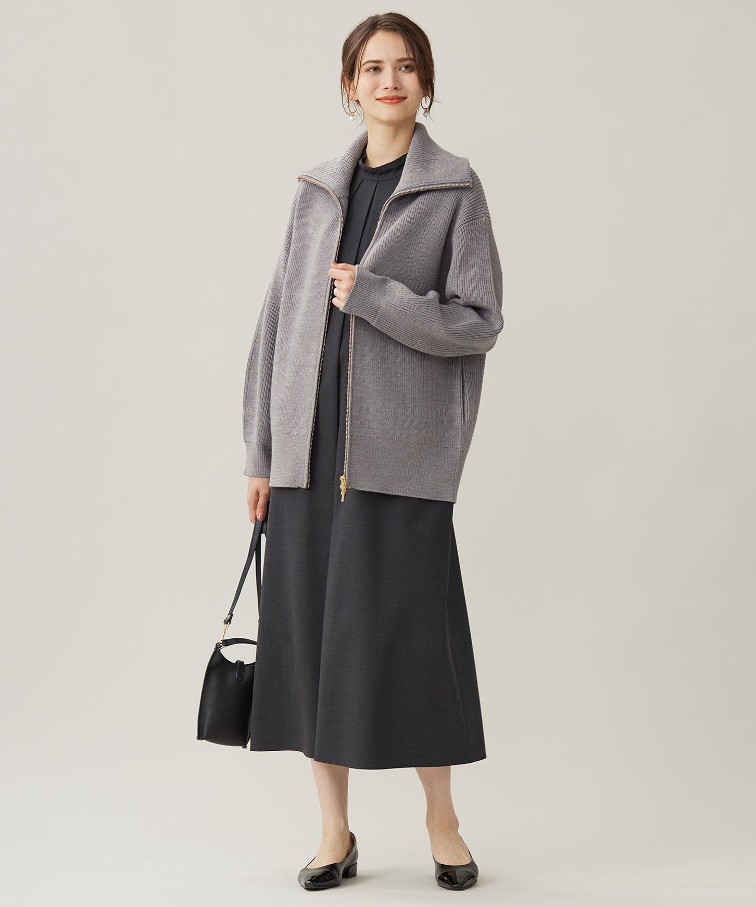 【SALE／30%OFF】自由区 S 【洗える】ジップアップニット アウター ジユウク ジャケット・アウター その他のジャケット・アウター ネイビー グレー【送料無料】 stylife-14773779 Rakuten Fashion サンプル画像3