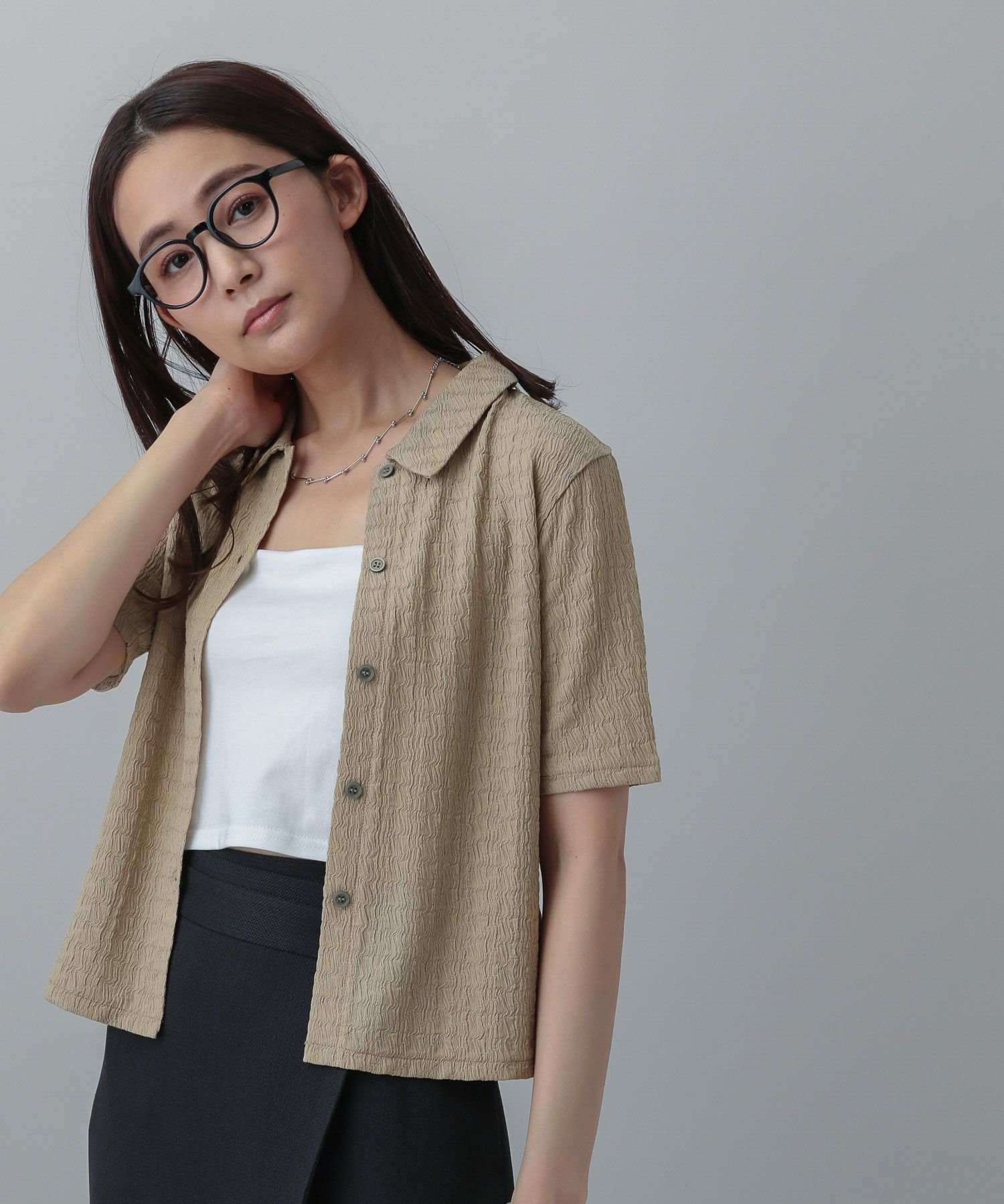 【SALE／40%OFF】GLOBAL WORK MATINEE LINE/ポコポコシャツ半袖/327916 グローバルワーク トップス シャツ・ブラウス ホワイト ブラック