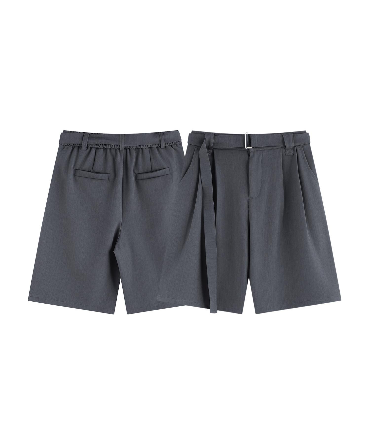 【SALE／20%OFF】aimoha MENS aimoha MEN/共布ベルト付きタックショートスラックスパンツ アイモハ パンツ スラックス・ドレスパンツ グレー ブラック