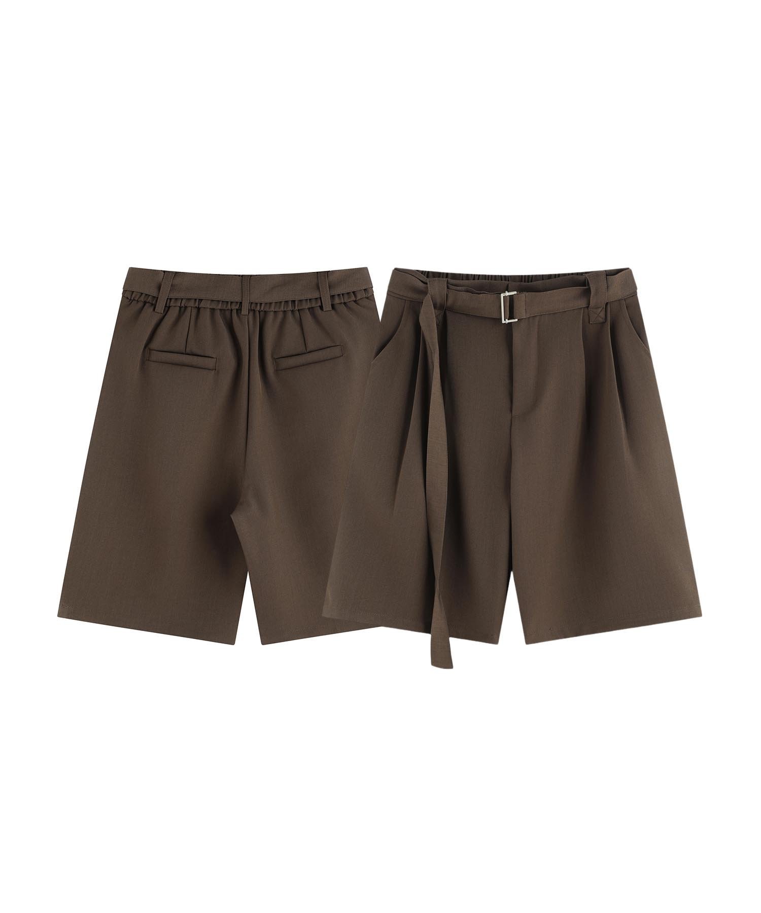 【SALE／20%OFF】aimoha MENS aimoha MEN/共布ベルト付きタックショートスラックスパンツ アイモハ パンツ スラックス・ドレスパンツ グレー ブラック