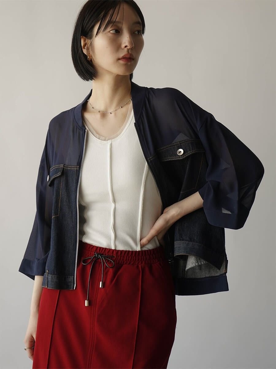 RADIATE デニム×シアーダブルジップブルゾン ラシュッド ジャケット・アウター デニムジャケット ブルー ブラック【送料無料】