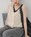 【SALE/10%OFF】RETRO GIRL 前釦フェザーベスト レトロガール トップス ベスト・ジレ ブラック ベージュ