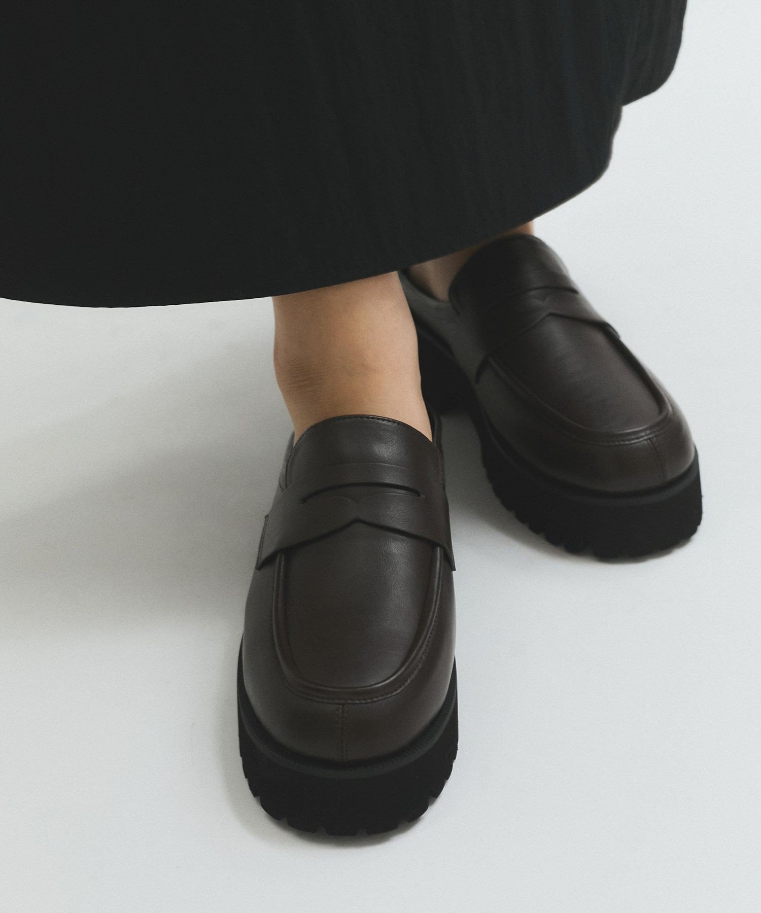ADAM ET ROPE' FEMME 【サステナブル】ラウンドローファークロッグ アダムエロペ シューズ・靴 ローファー ブラック【送料無料】