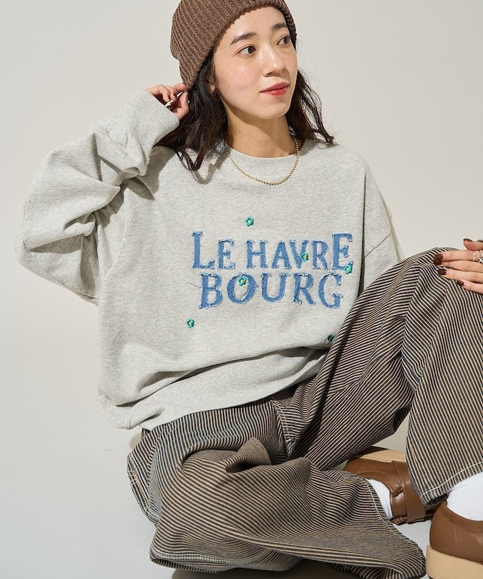 【SALE／41%OFF】FREAK'S STORE デニムロゴデイジー スウェット 25AW フリークスストア トップス スウェット・トレーナー イエロー グレー ベージュ