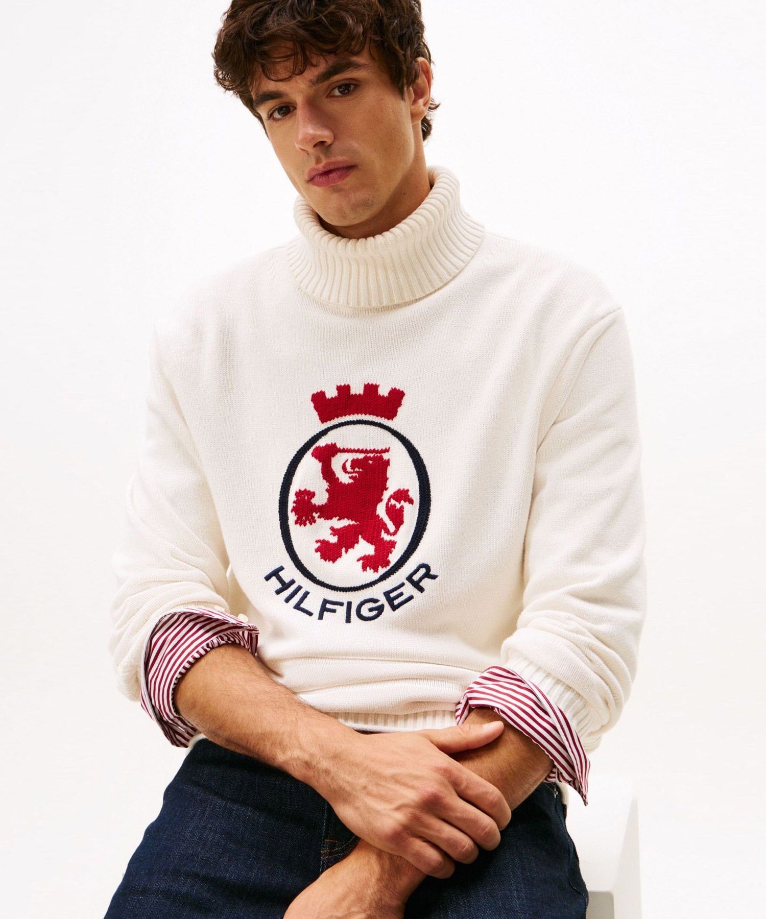 【SALE／40%OFF】TOMMY HILFIGER グラフィックロールネックセーター トミーヒルフィガー トップス ニット ホワイト【送料無料】