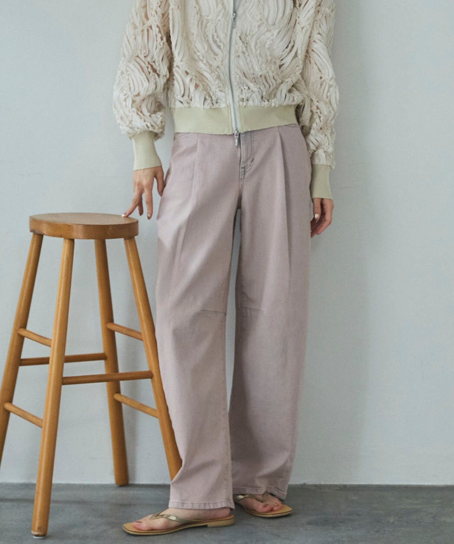 Leather - DOUX ARCHIVES HANA TUCK CURVE TAPERED ドゥアルシーヴ パンツ その他のパンツ ブルー ピンク【送料無料】