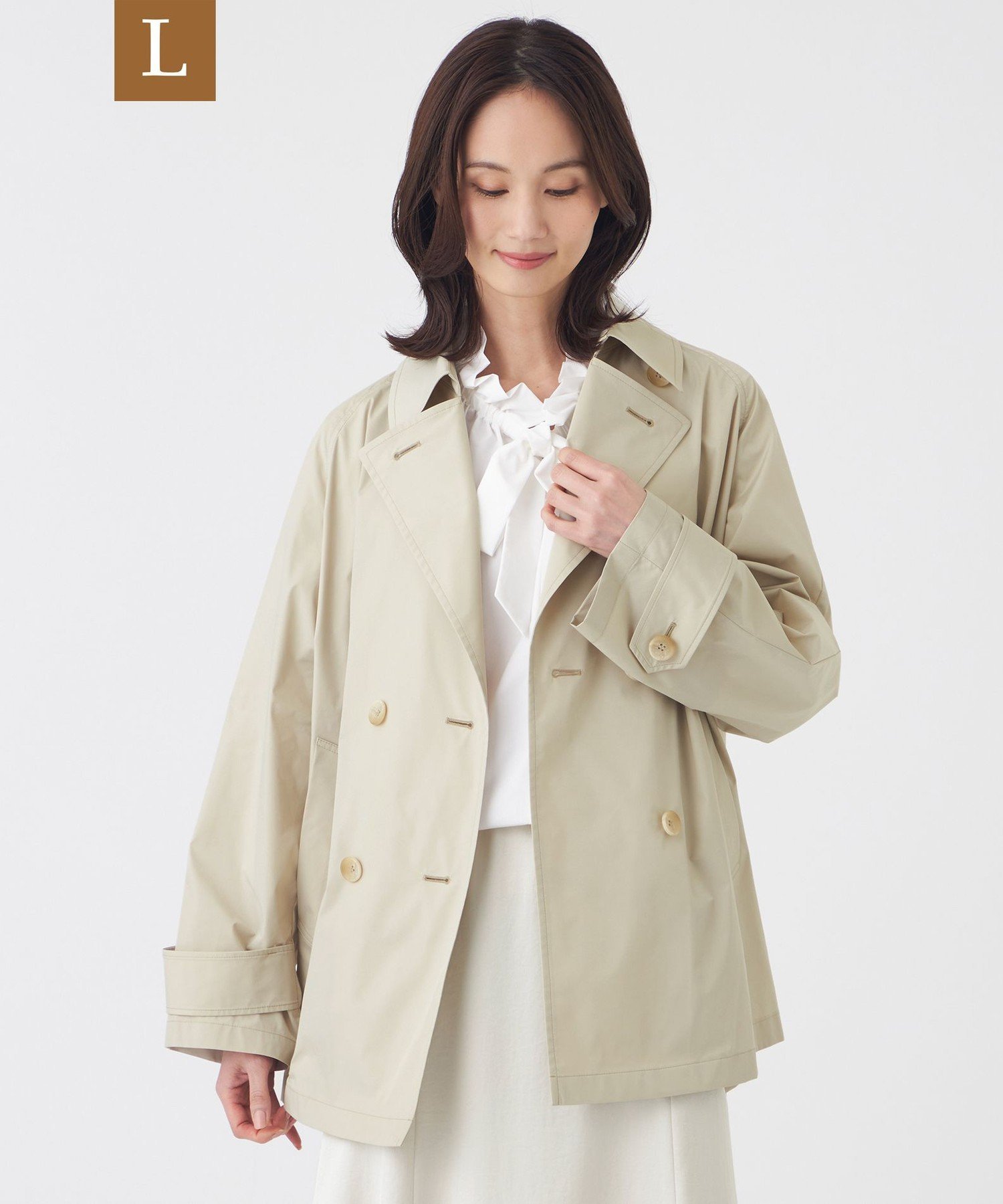 TRANS WORK 【L】【はっ水・ウォッシャブル】SOLOTEXタフタコート サンヨー エルサイズ ジャケット・アウター その他のジャケット・アウター ベージュ ネイビー