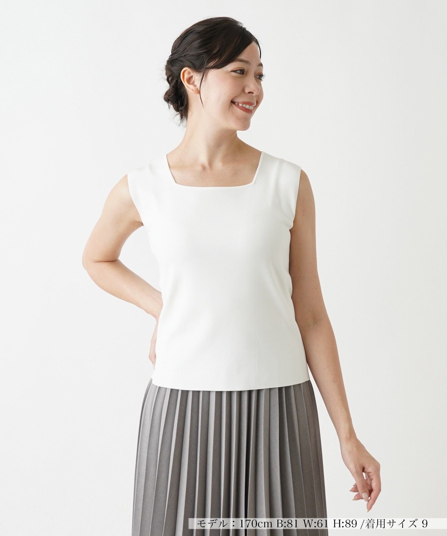 Leilian 【店舗人気】ニットタイプ レリアン トップス ニット ホワイト ブラウン ネイビー