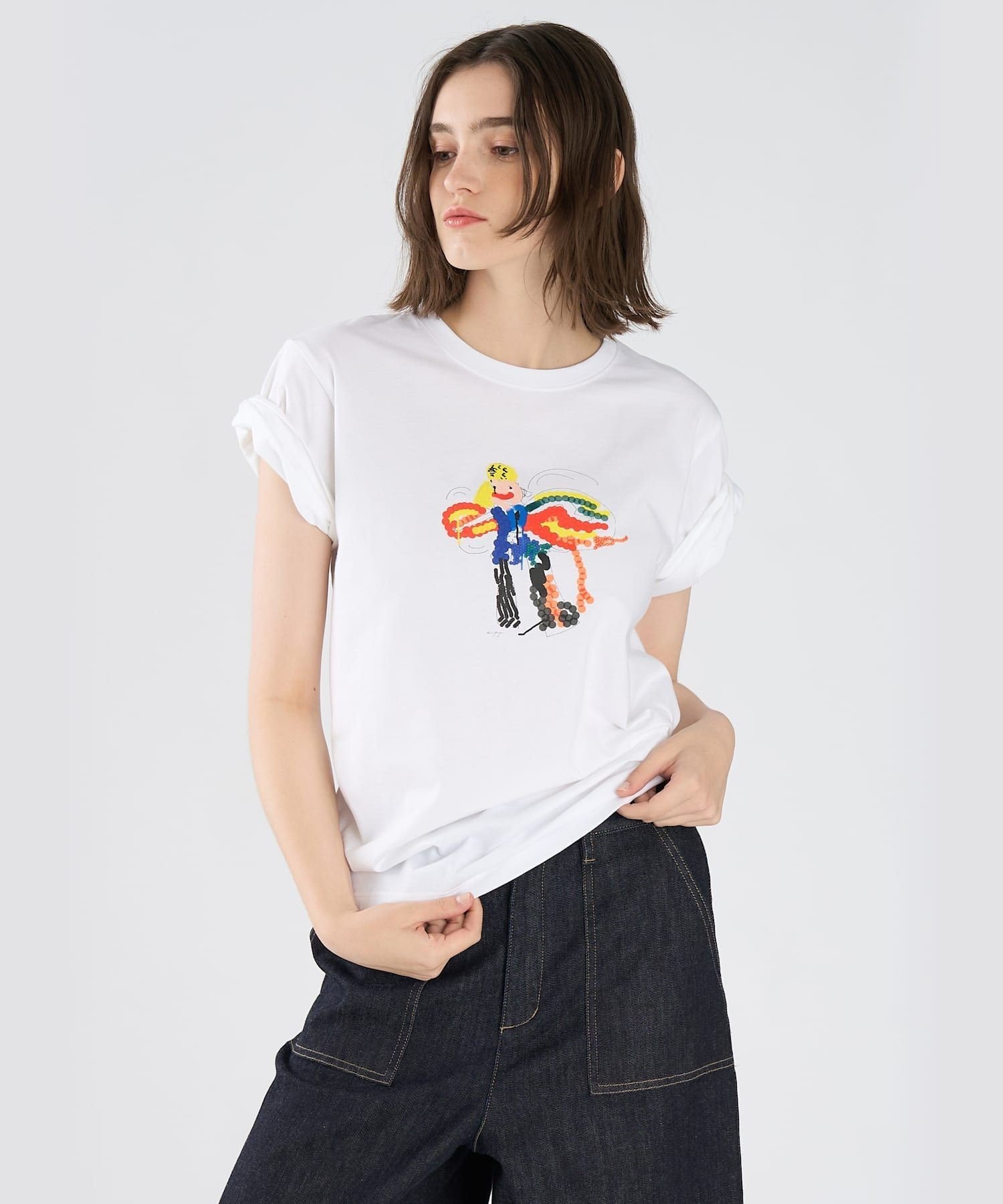 To b. by agnes b. Fairy T オーガニックコットン 半袖 アーティストTシャツ アニエスベー トップス カットソー・Tシャツ ホワイト【送料無料】