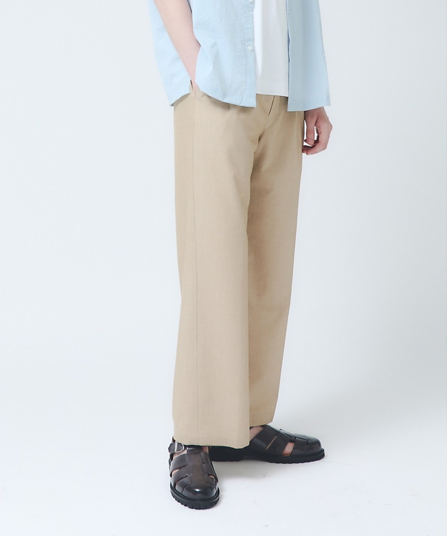 ABAHOUSE LASTWORD リネンブレンド 2タック イージーワイドスラックス / ワイドパンツ アバハウス パンツ その他のパンツ ベージュ グレー【送料無料】