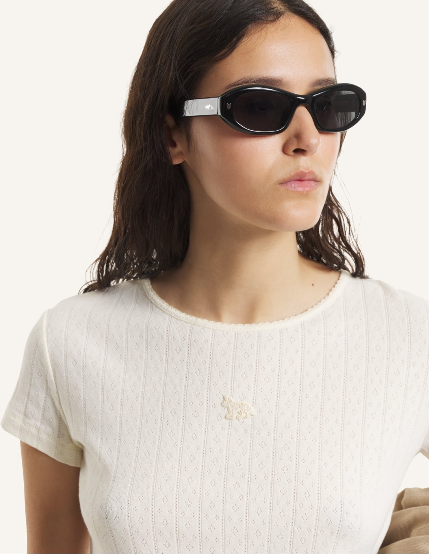 Maison Kitsune (W)BABY FOX POINTELLE TEE-SHIRT メゾン キツネ トップス カットソー・Tシャツ ベージュ