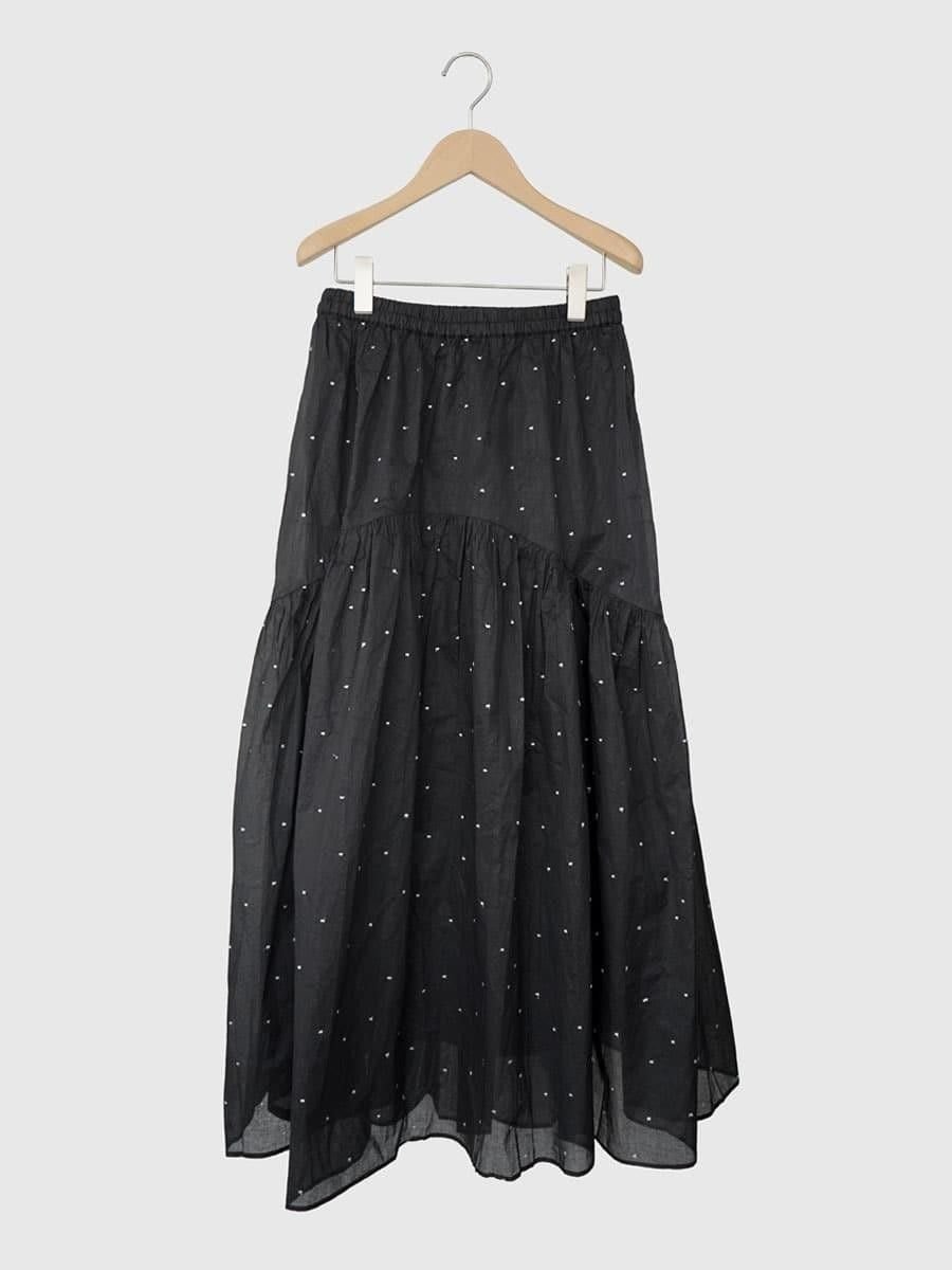 【SALE／28%OFF】FIKA. Square dot gather skirt ラシュッド スカート ロング・マキシスカート ブラック ホワイト【送料無料】