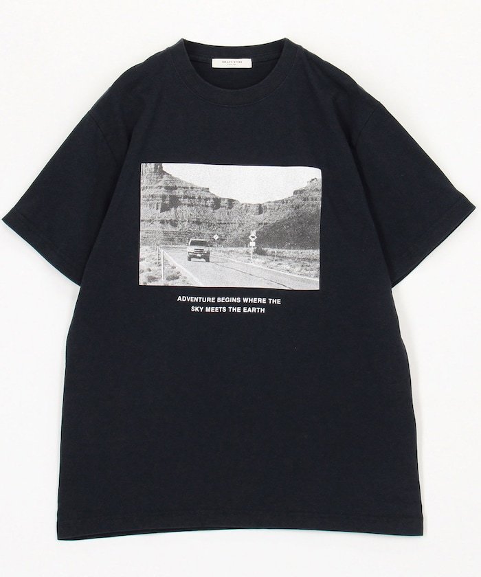 monotone photo TEE フリークスストア トップス カットソー・Tシャツ グレー ネイビー