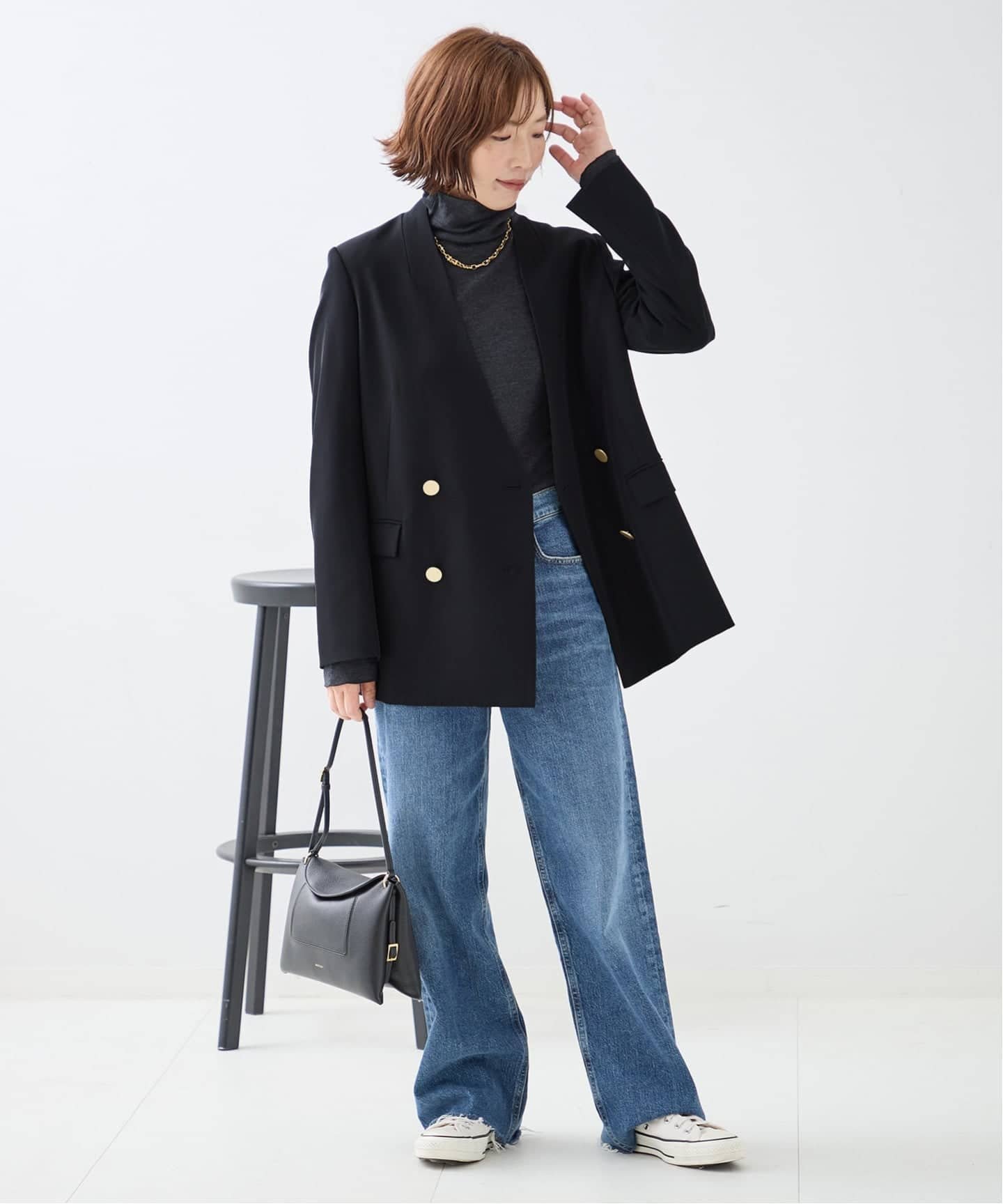 JOURNAL STANDARD L'ESSAGE 《予約》ヴィスポリギャバノーカラージャケット ジャーナルスタンダード レサージュ ジャケット・アウター ノーカラージャケット ブラック