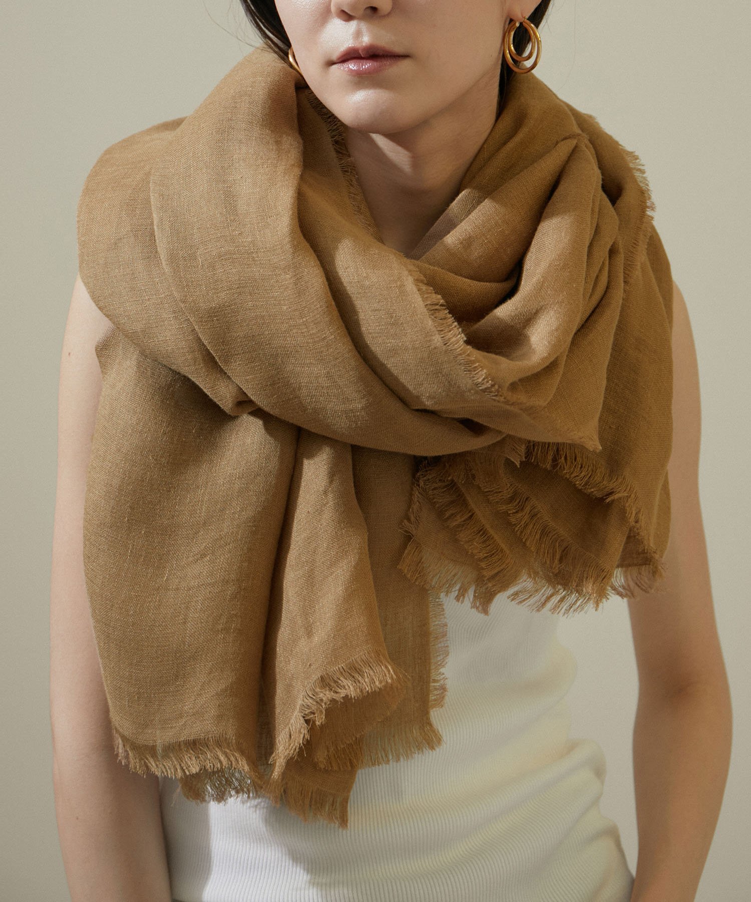 【SALE／30%OFF】SALON adam et rope' 【THROW(スロー)】KOVICHライトリネンカラーストール サロン アダム エ ロペ ファッション雑貨 スカーフ・バンダナ ブラウン【送料無料】