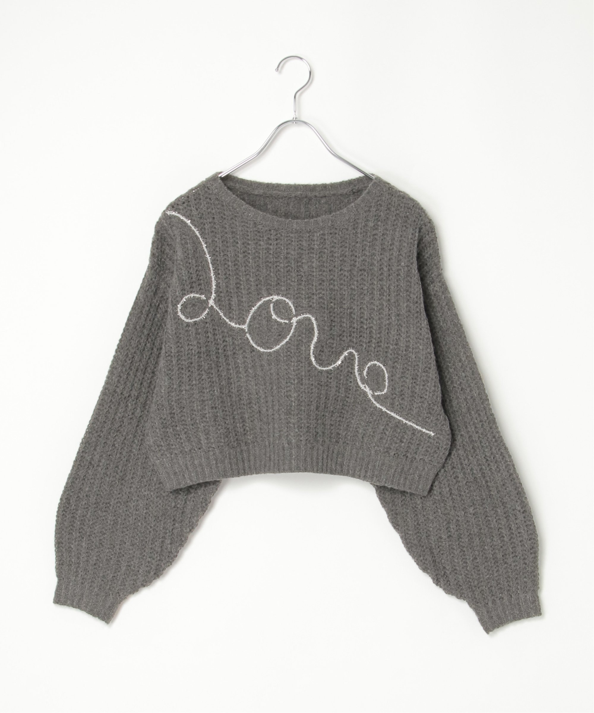VENCE share style Ladys ウールタッチ刺繍クリップドプルオーバー ヴァンス エクスチェンジ トップス ニット グレー ブラック ホワイト