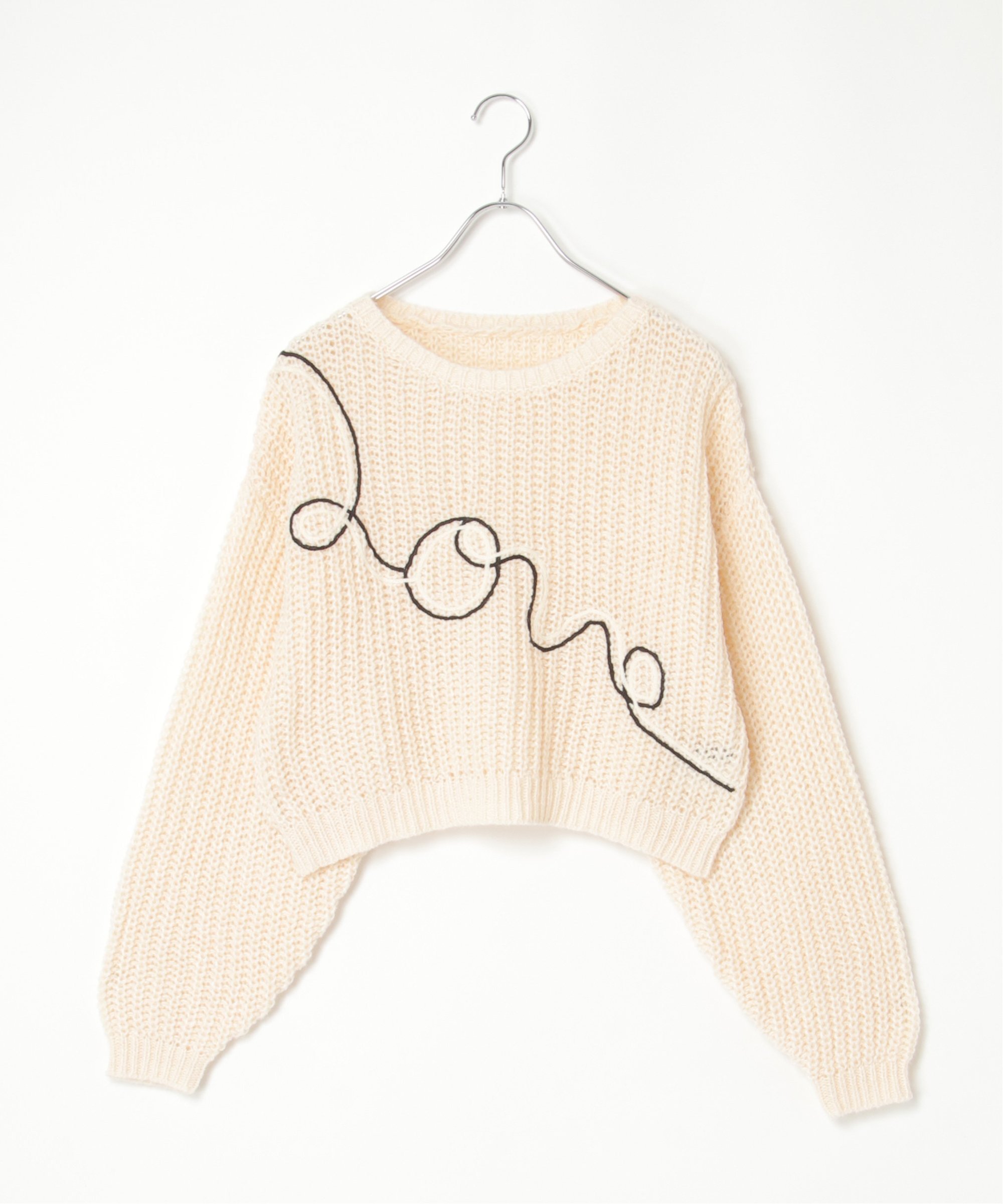 VENCE share style Ladys ウールタッチ刺繍クリップドプルオーバー ヴァンス エクスチェンジ トップス ニット グレー ブラック ホワイト