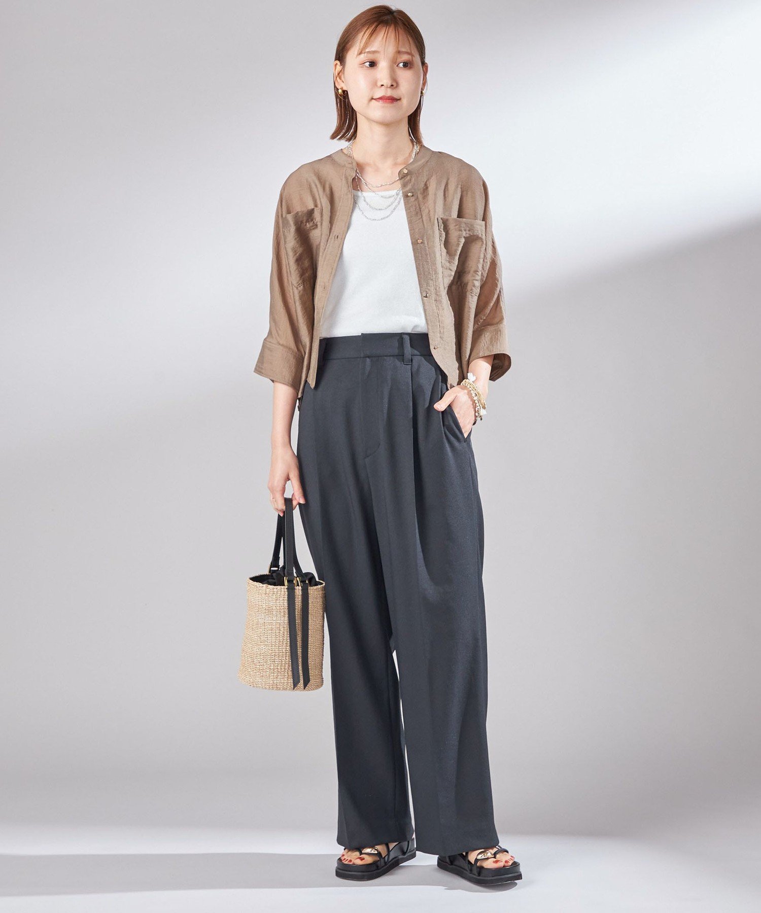 【SALE／40%OFF】SHIPS WOMEN ＜UVカット / 吸水速乾 / 手洗い可能＞合繊 タック センター プレス パンツ シップス パンツ スラックス・ドレスパンツ ブラック ホワイト【送料無料】