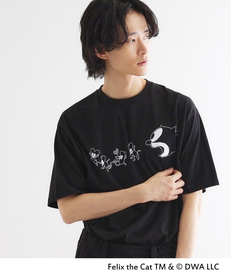 tk.TAKEO KIKUCHI FELIX THE CAT Tシャツ ティーケータケオキクチ トップス カットソー・Tシャツ ブラック ホワイト