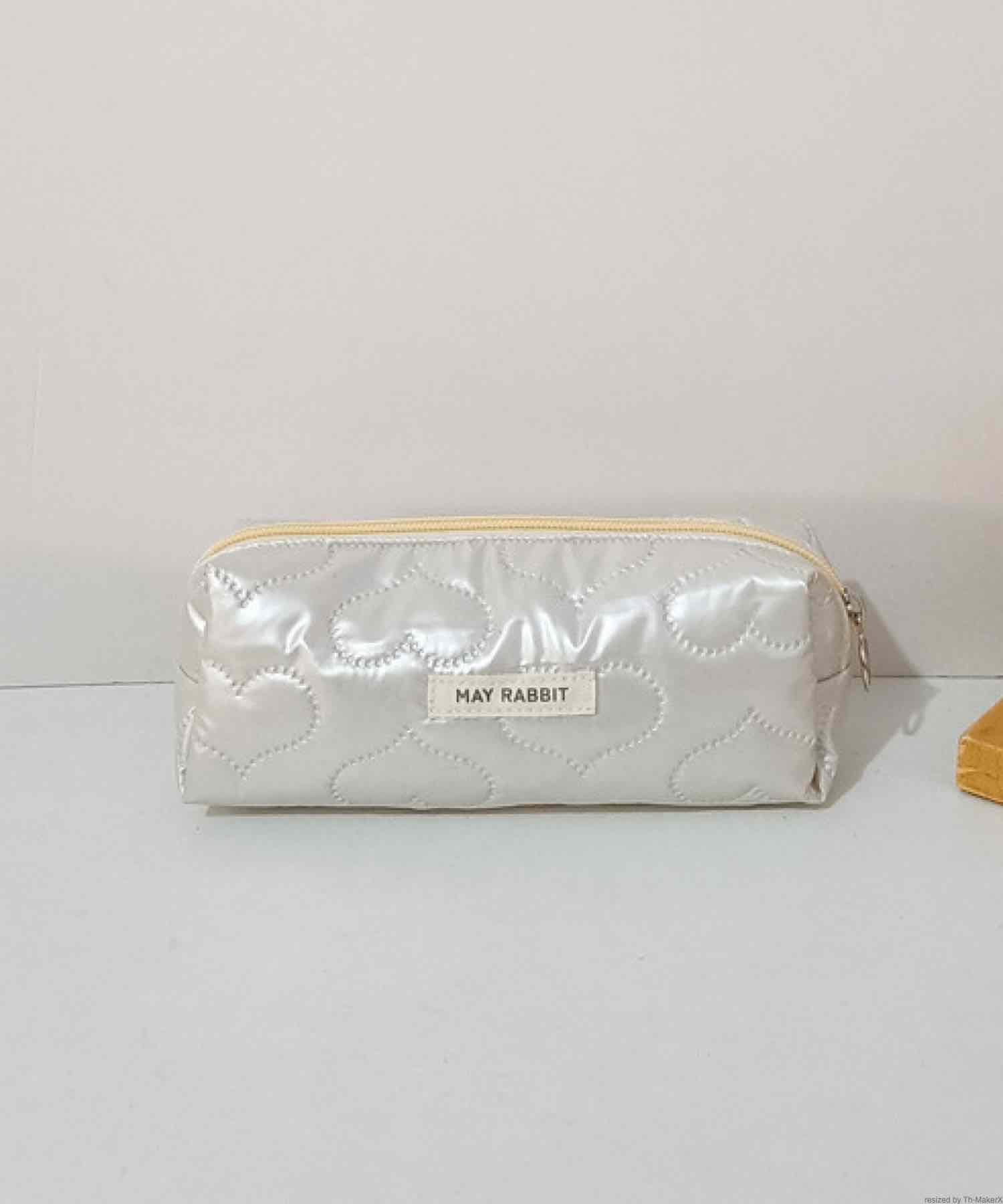 Liaa Liaa/(W)キルティング 星 ハート リボン ペンケース ポーチ ミニョントレフル ルームヨンマルサンセレクティッド 財布・ポーチ・ケース ポーチ シルバー ブラック ピンク ホワイト