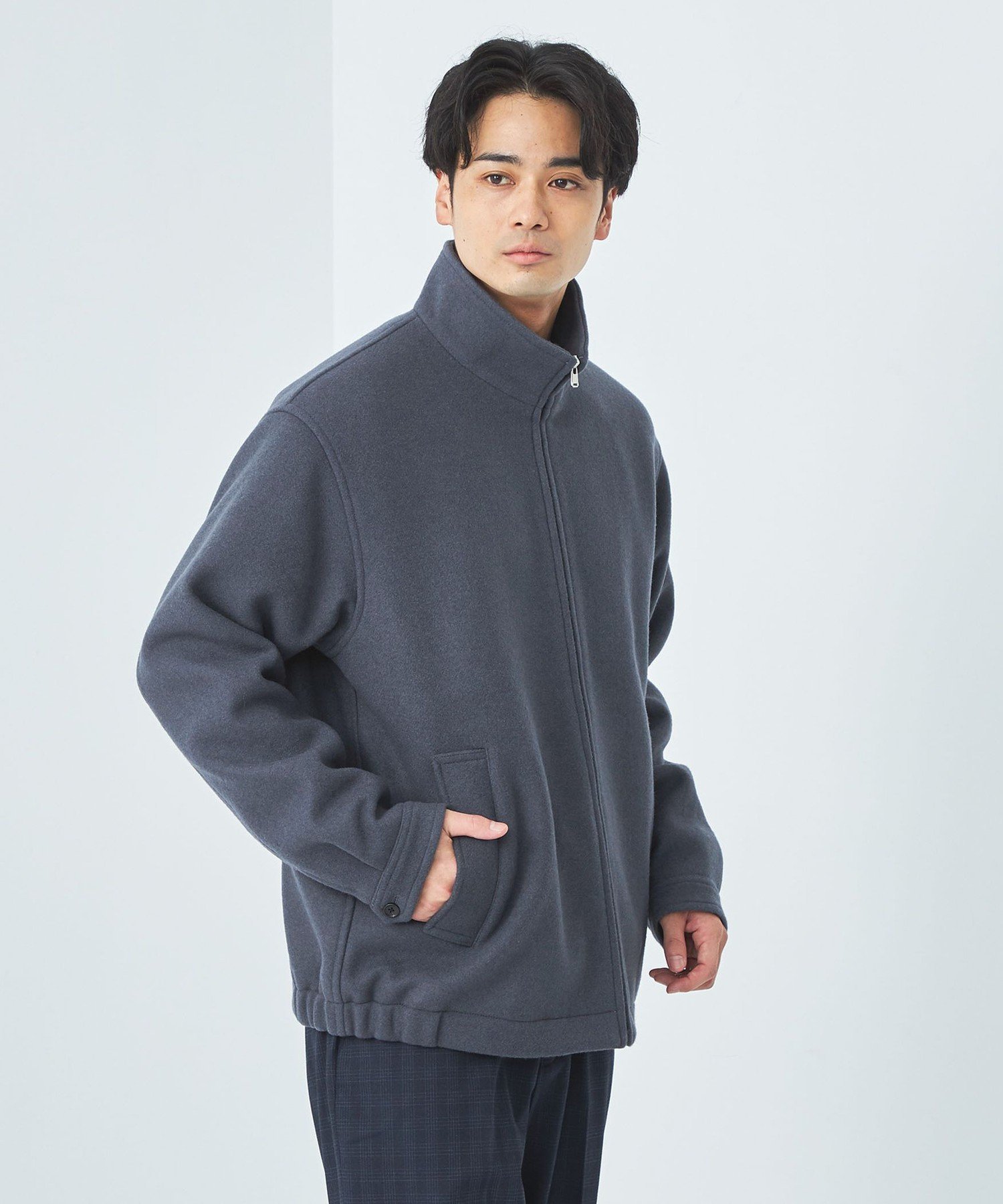 【SALE／50%OFF】UNITED ARROWS green label relaxing SENTDALE WOOL スタンド ブルゾン ユナイテッドアローズ アウトレット ジャケット・アウター ブルゾン・ジャンパー ブラック グレー【送料無料】