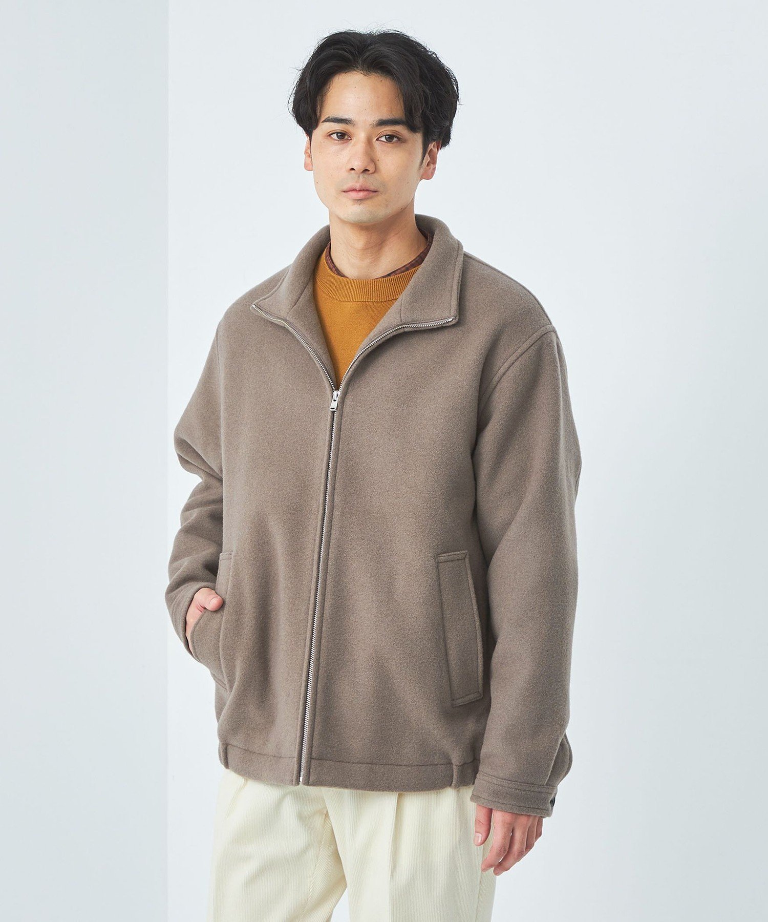 【SALE／50%OFF】UNITED ARROWS green label relaxing SENTDALE WOOL スタンド ブルゾン ユナイテッドアローズ アウトレット ジャケット・アウター ブルゾン・ジャンパー ブラック グレー【送料無料】
