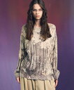 MAISON SPECIAL Wall Art Print Damage Knit Pullover メゾンスペシャル トップス ニット グリーン【送料無料】