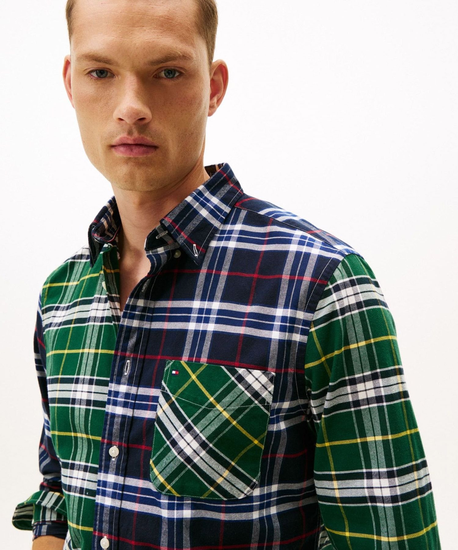 【SALE／40%OFF】TOMMY HILFIGER ブラッシュオックスフォードブロッキングシャツ トミーヒルフィガー トップス シャツ・ブラウス ブラック【送料無料】