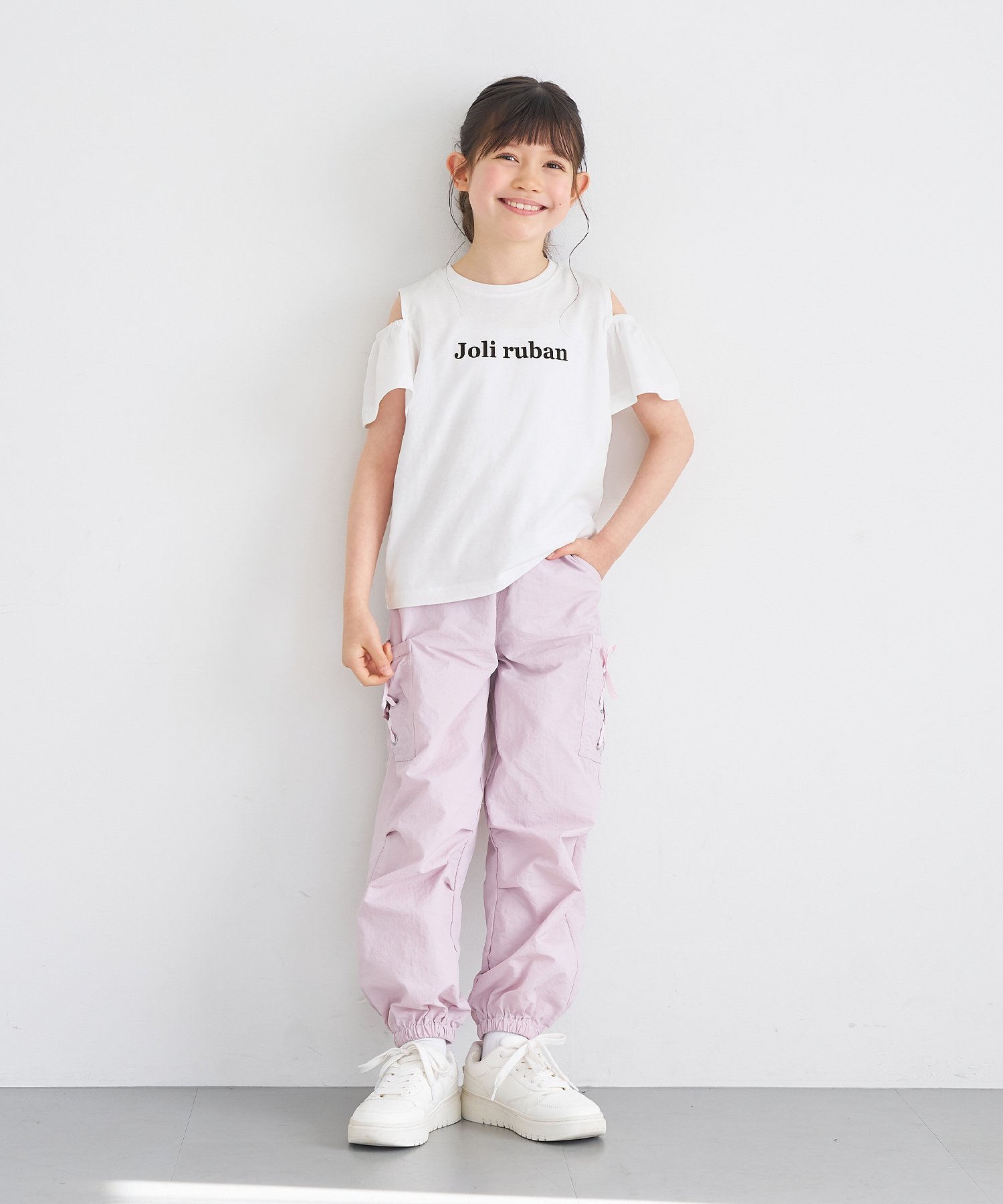 【SALE／20%OFF】coca キッズ 肩あきフリルTシャツ コカ トップス カットソー・Tシ...