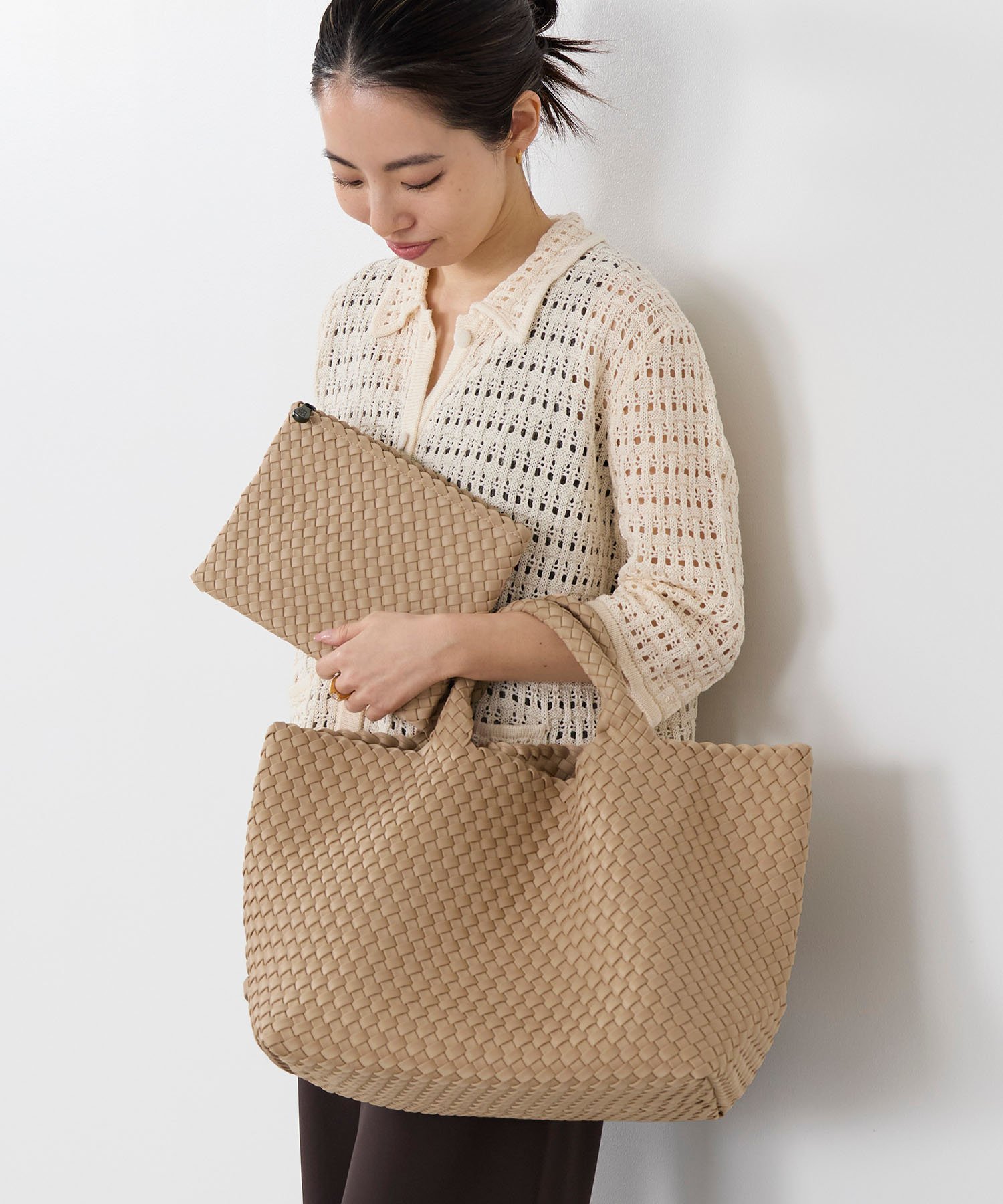 MICA&DEAL 【NAGHEDI】トートバッグ-St Barths Medium Tote マイカアンドディール バッグ トートバッグ ブラウン【送料無料】