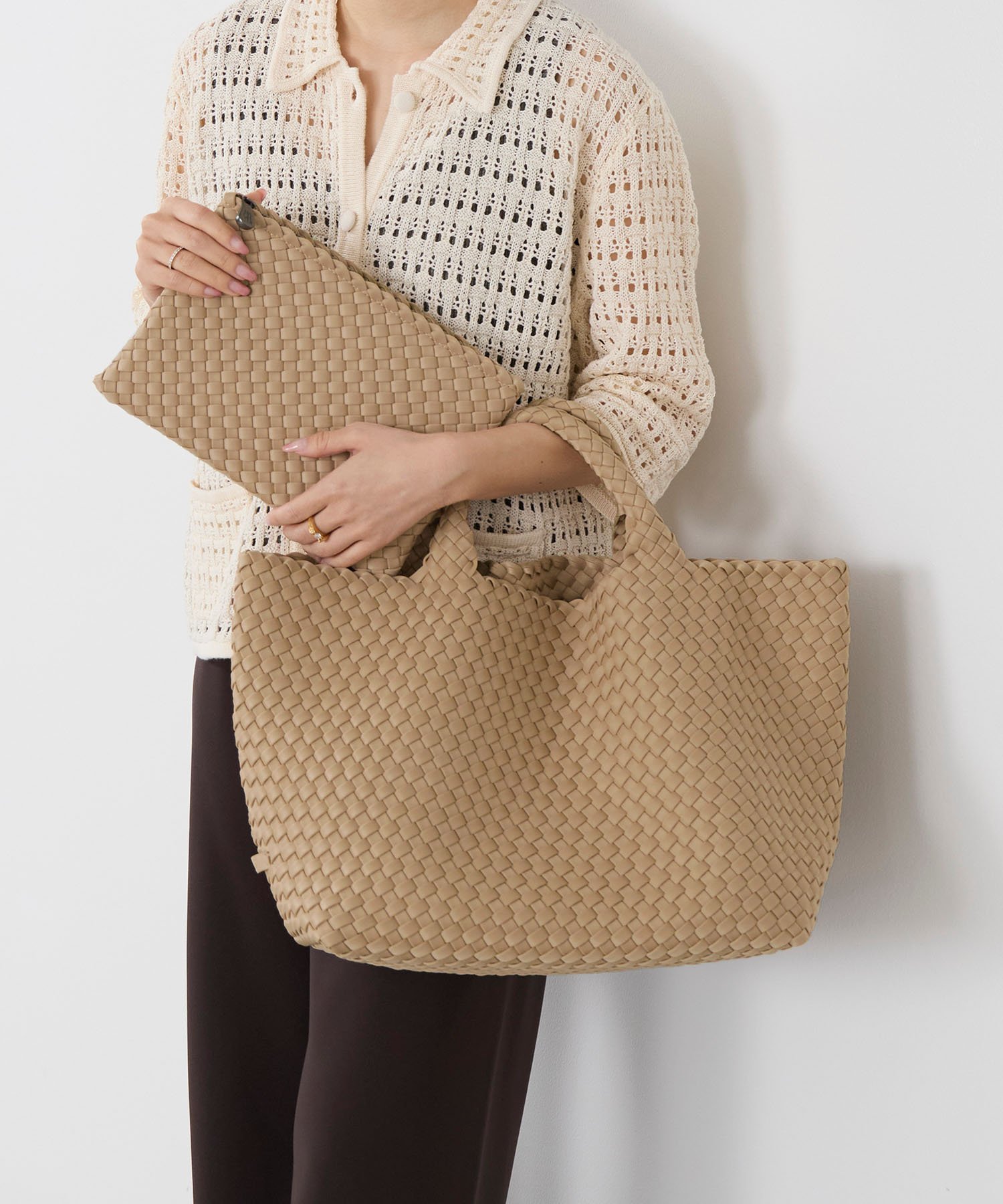 MICA&DEAL 【NAGHEDI】トートバッグ-St Barths Medium Tote マイカアンドディール バッグ トートバッグ ブラウン【送料無料】