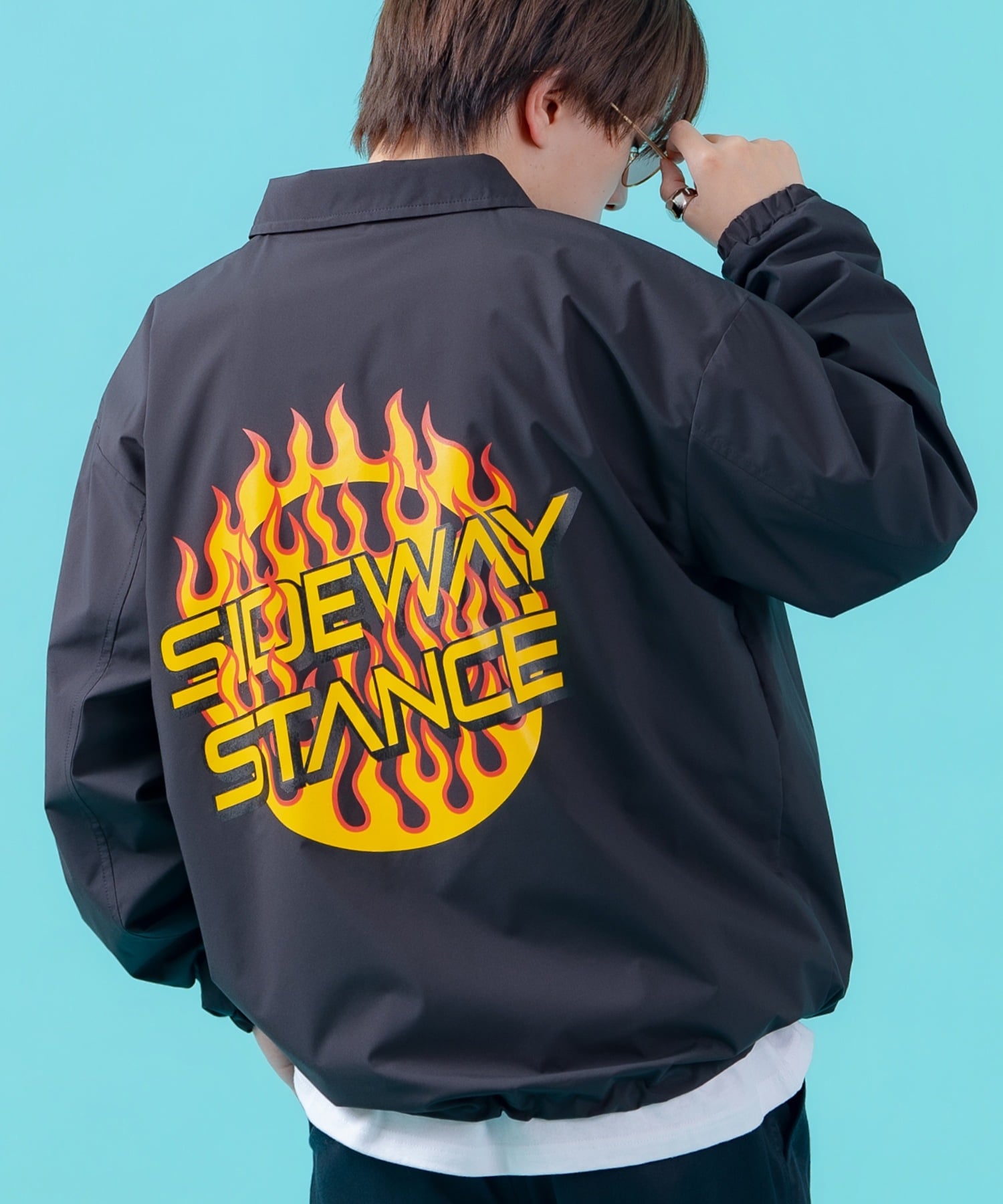 【SALE／10%OFF】SIDEWAY STANCE SIDEWAY STANCE サイドウェイスタンス ファイヤーサークルロゴ コーチジャケット インプローブス ジャケット・アウター ナイロンジャケット ブラック グレー【送料無料】