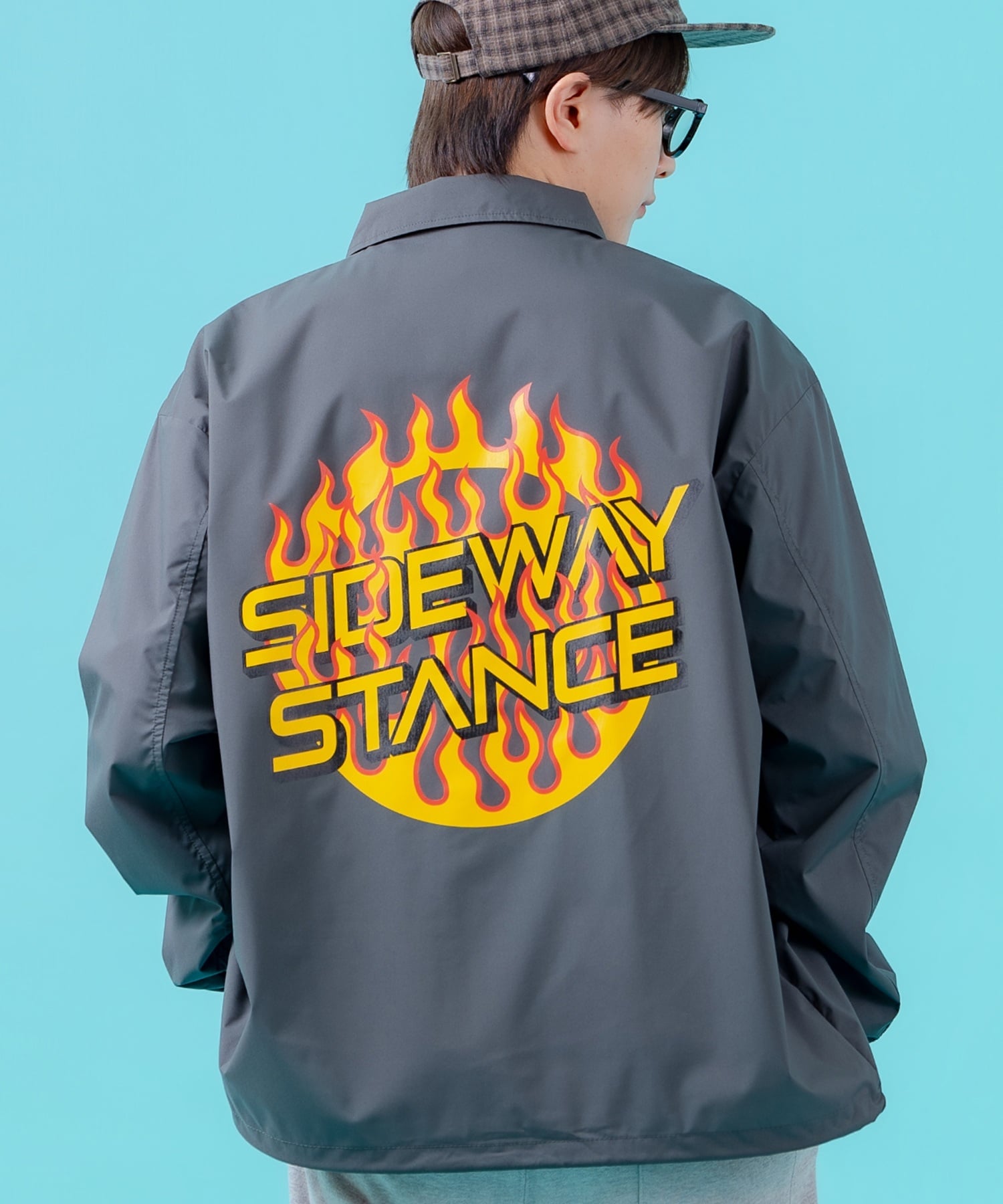 【SALE／10%OFF】SIDEWAY STANCE SIDEWAY STANCE サイドウェイスタンス ファイヤーサークルロゴ コーチジャケット インプローブス ジャケット・アウター ナイロンジャケット ブラック グレー【送料無料】