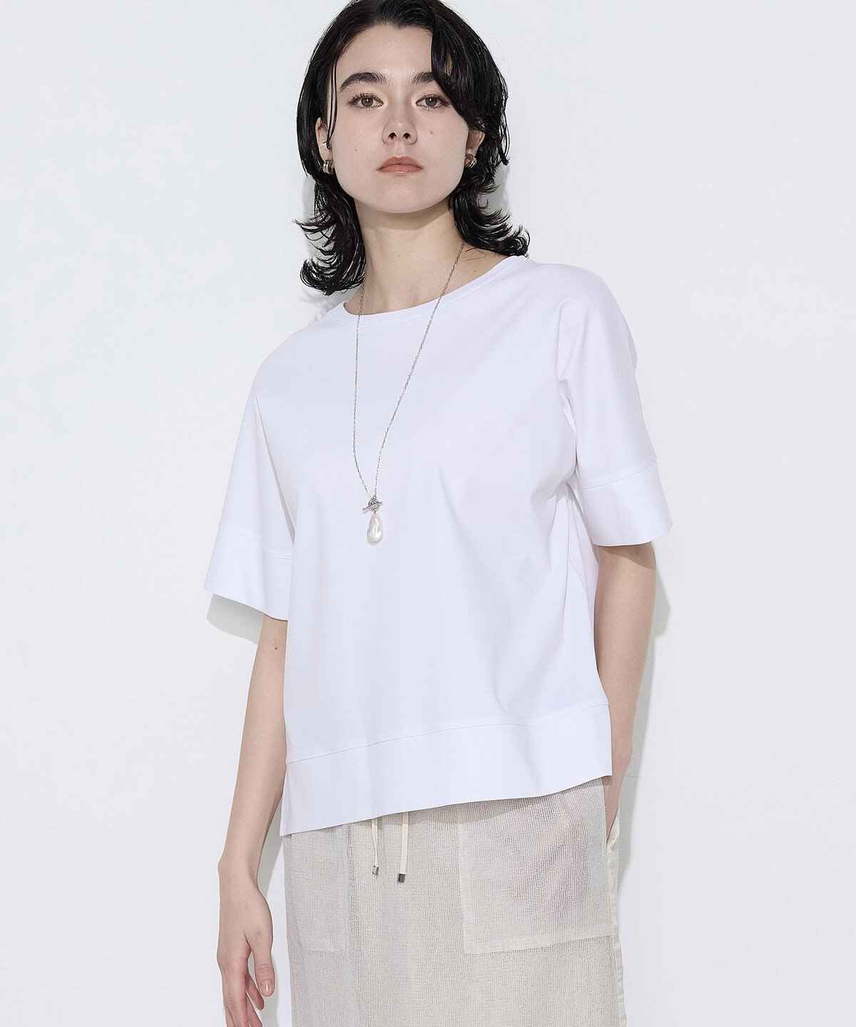 K.T KIYOKO TAKASE クールタッチコットンスムース Tシャツ コムサ トップス カットソー・Tシャツ グレー ホワイト ブラック