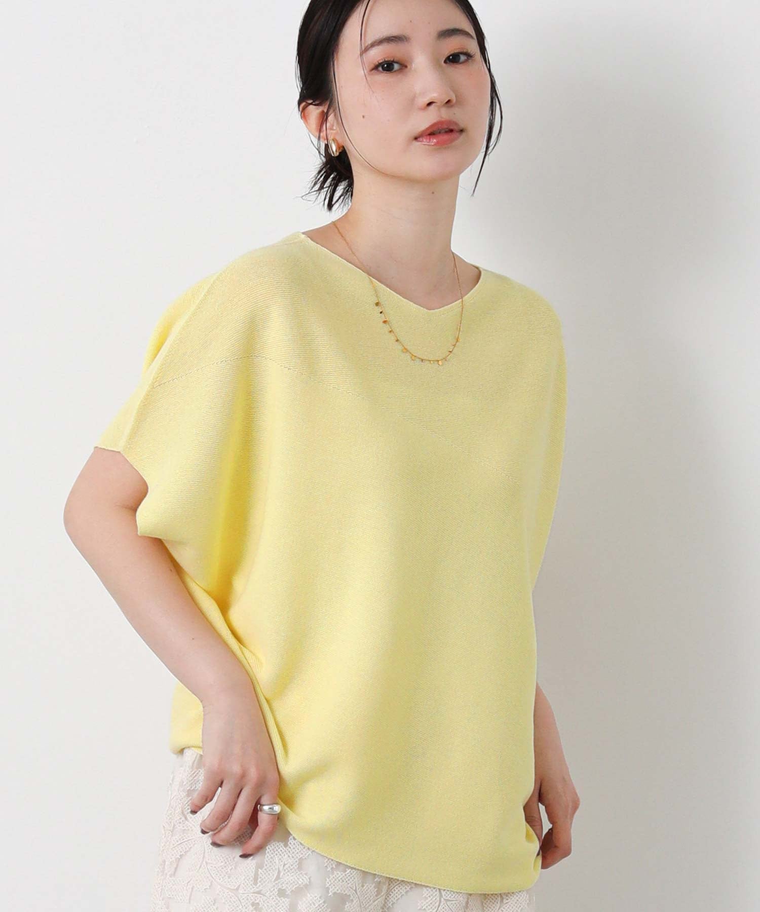 Gready Brilliant/(W)3_ホールGアシメフレンチ グレディブリリアン トップス ニット ネイビー イエロー グレー