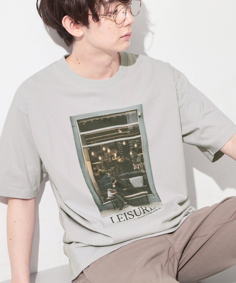 THE SHOP TK モノクロ フォトグラフィー 半袖Tシャツ 洗濯機OK ザ ショップ ティーケー トップス カットソー・Tシャツ ホワイト ブラック