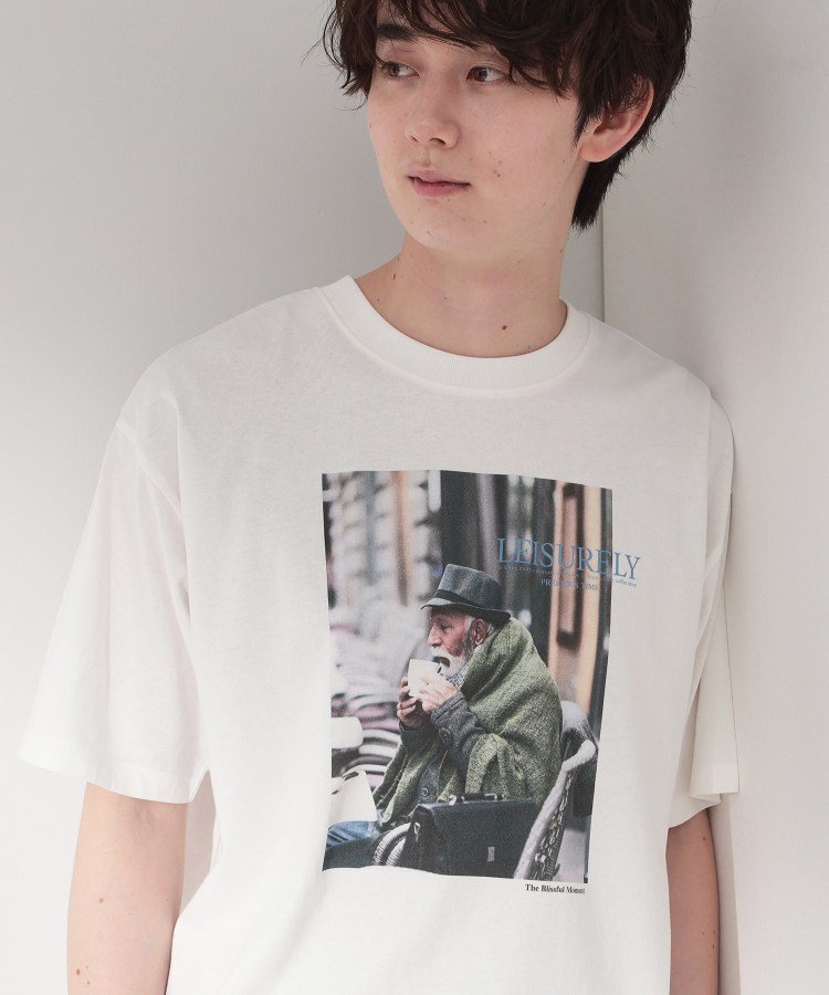 THE SHOP TK モノクロ フォトグラフィー 半袖Tシャツ 洗濯機OK ザ ショップ ティーケー トップス カットソー・Tシャツ ホワイト ブラック