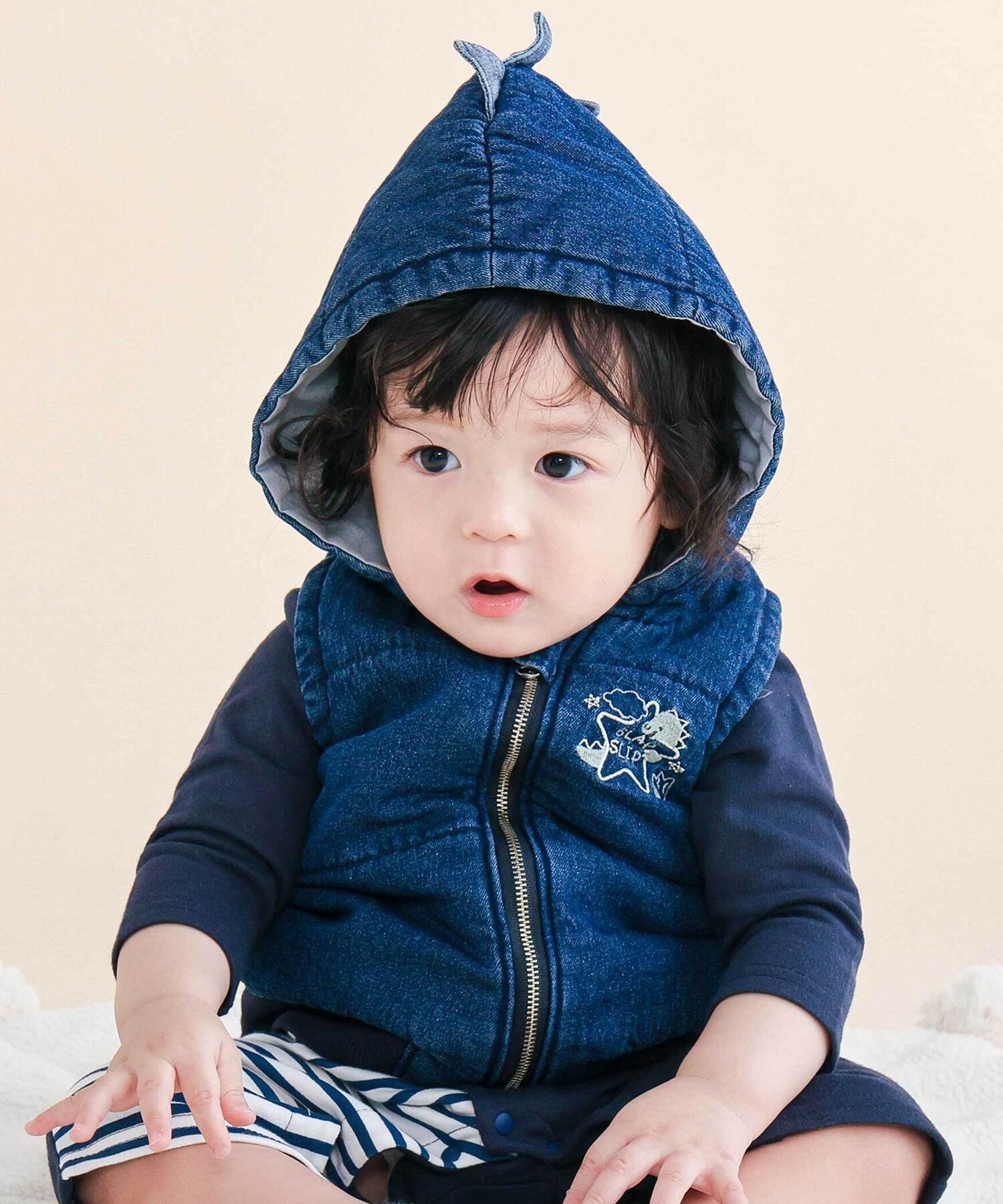 SLAP SLIP BABY 恐竜モチーフヒレ付きベストベビー(70~80cm) ベベ オンライン ストア マタニティウェア・ベビー用品 その他のベビーグッズ ネイビー