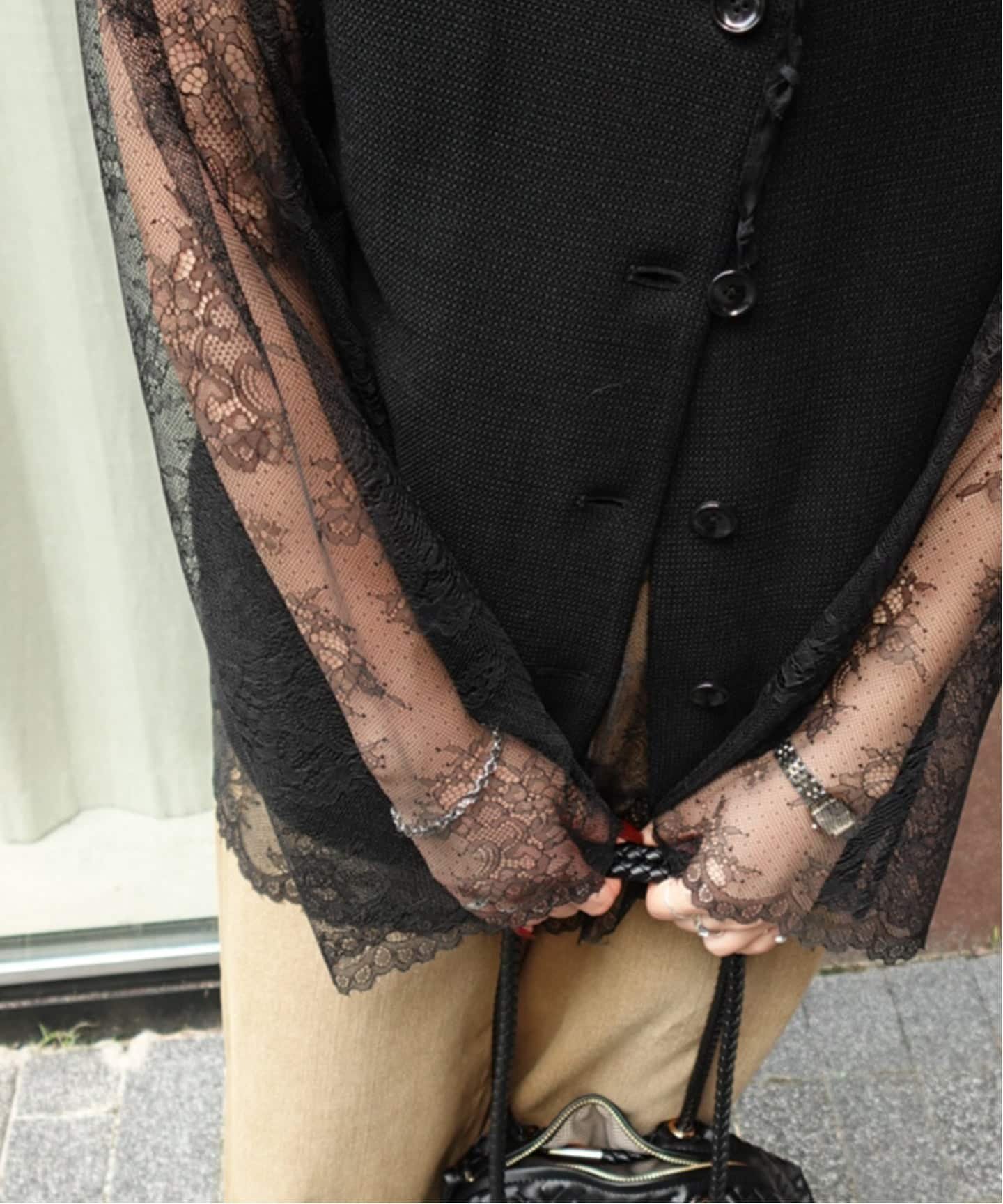 JOURNAL STANDARD relume 【ARCHIVE STANCE/アーカイブスタンス】 lace hoodie ジャーナル スタンダード レリューム トップス シャツ・ブラウス ブラック