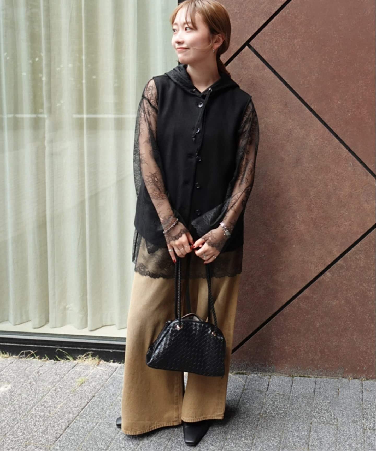 JOURNAL STANDARD relume 【ARCHIVE STANCE/アーカイブスタンス】 lace hoodie ジャーナル スタンダード レリューム トップス シャツ・ブラウス ブラック